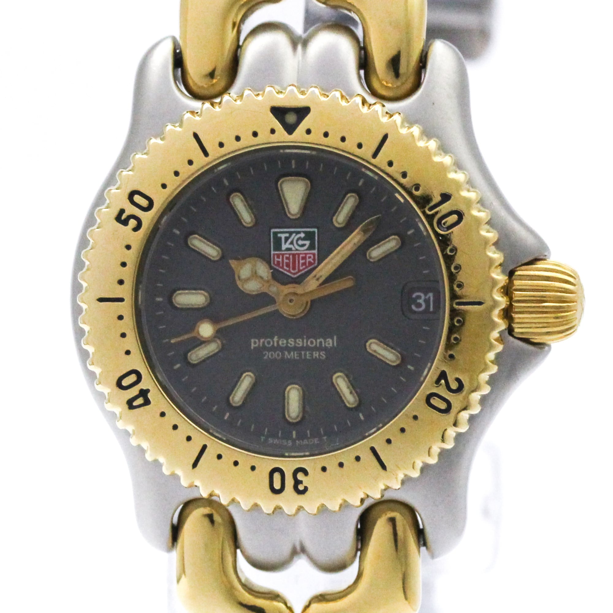 【H4】✨TAGHEUER S95.815 レディース 腕時計 稼動品✨ TAG HEUER Sel Professional 200M Gold Plated Steel Ladies Watch S95.208