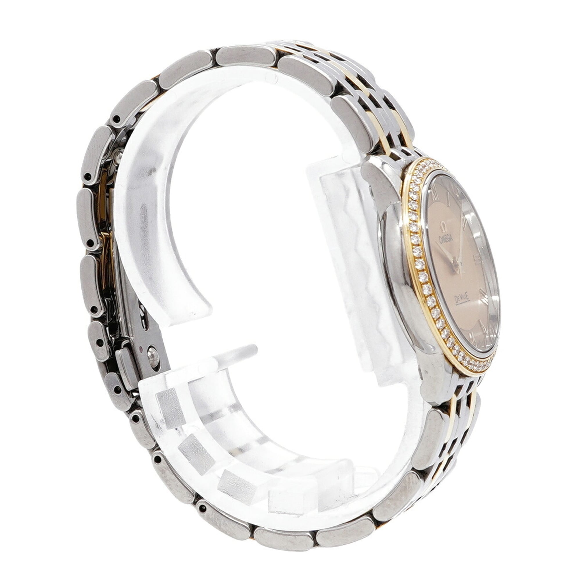 Montre Omega De Ville Prestige à lunette sertie de diamants 413.25.27.60.08.001, cadran doré, 27 mm