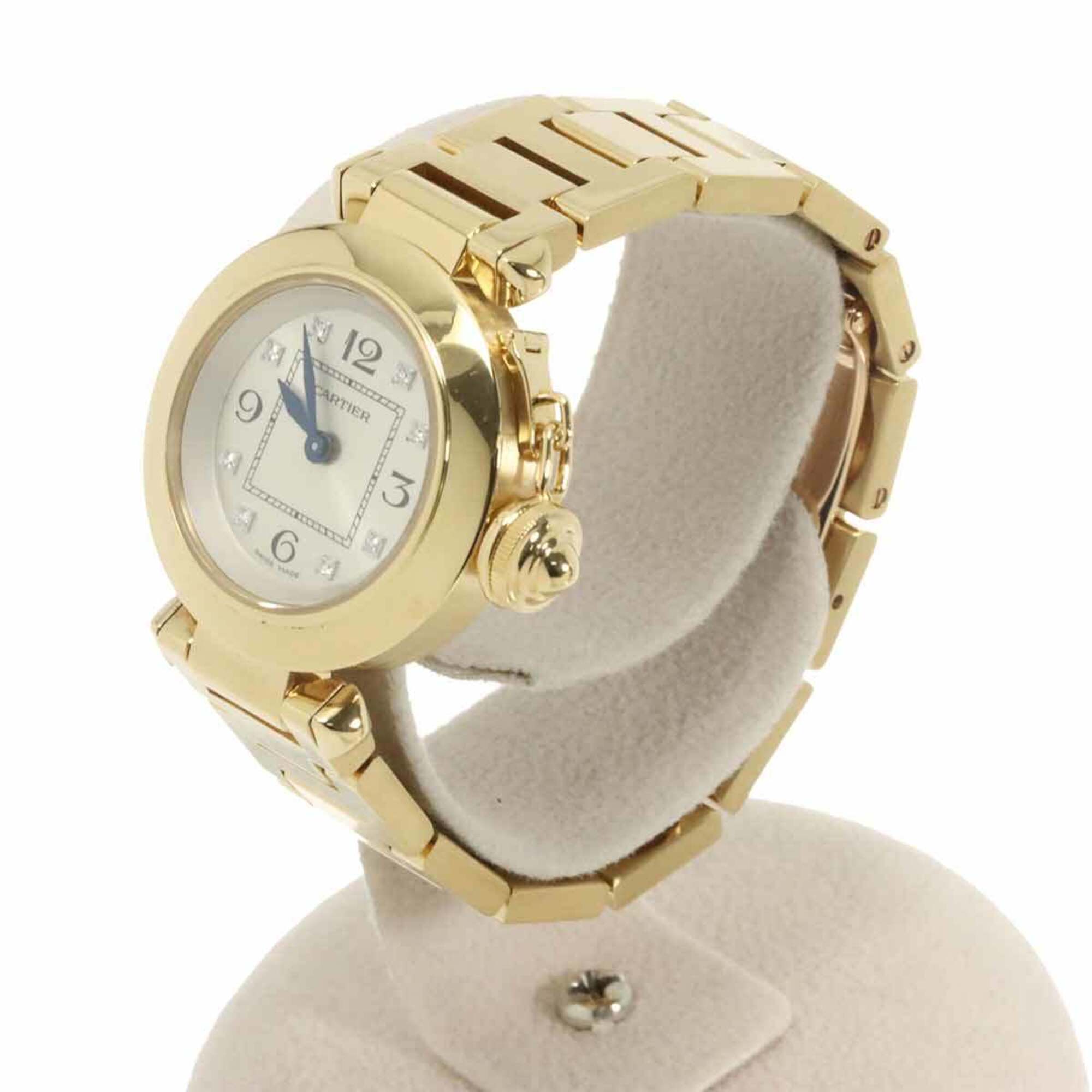 Cartier Miss Pasha WJ124015 Ladies' 8 Diamonds Silver 18K Yellow Gold Solid Quartz