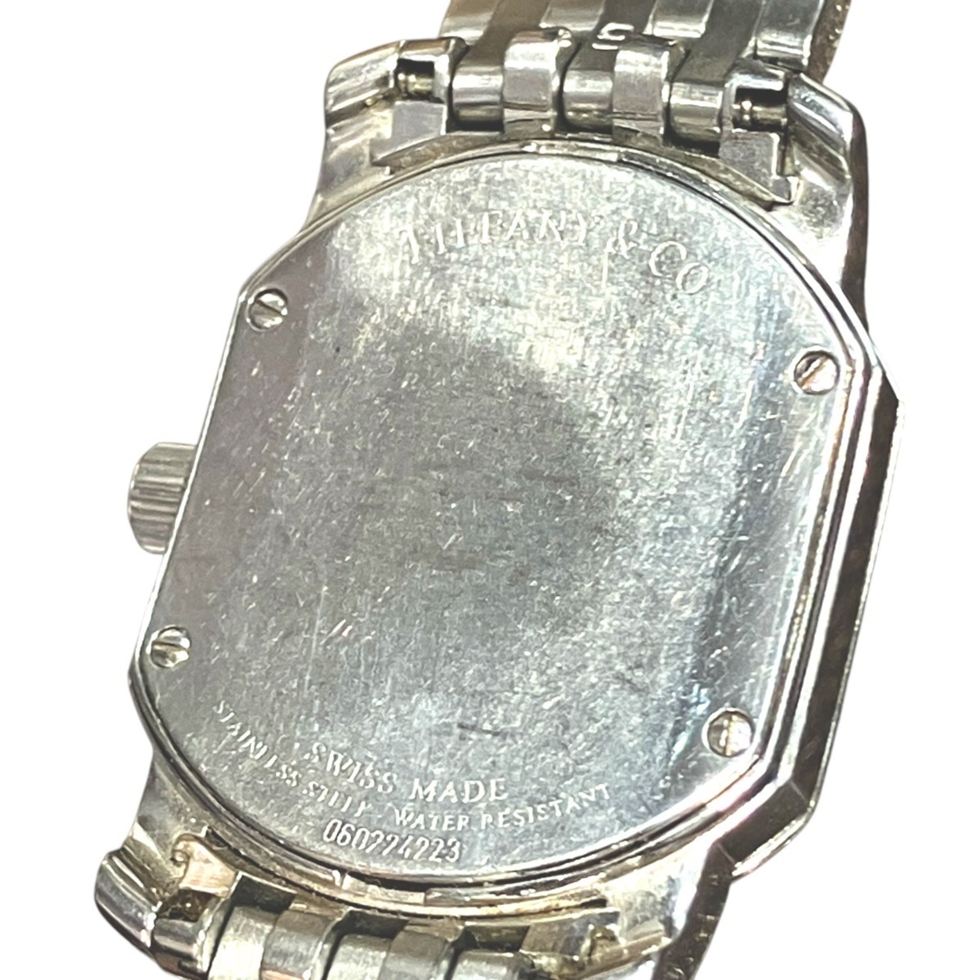 Tiffany & Co. Mark Coupe Date watch, total weight 58.2g, stainless steel, quartz movement, silver dial.