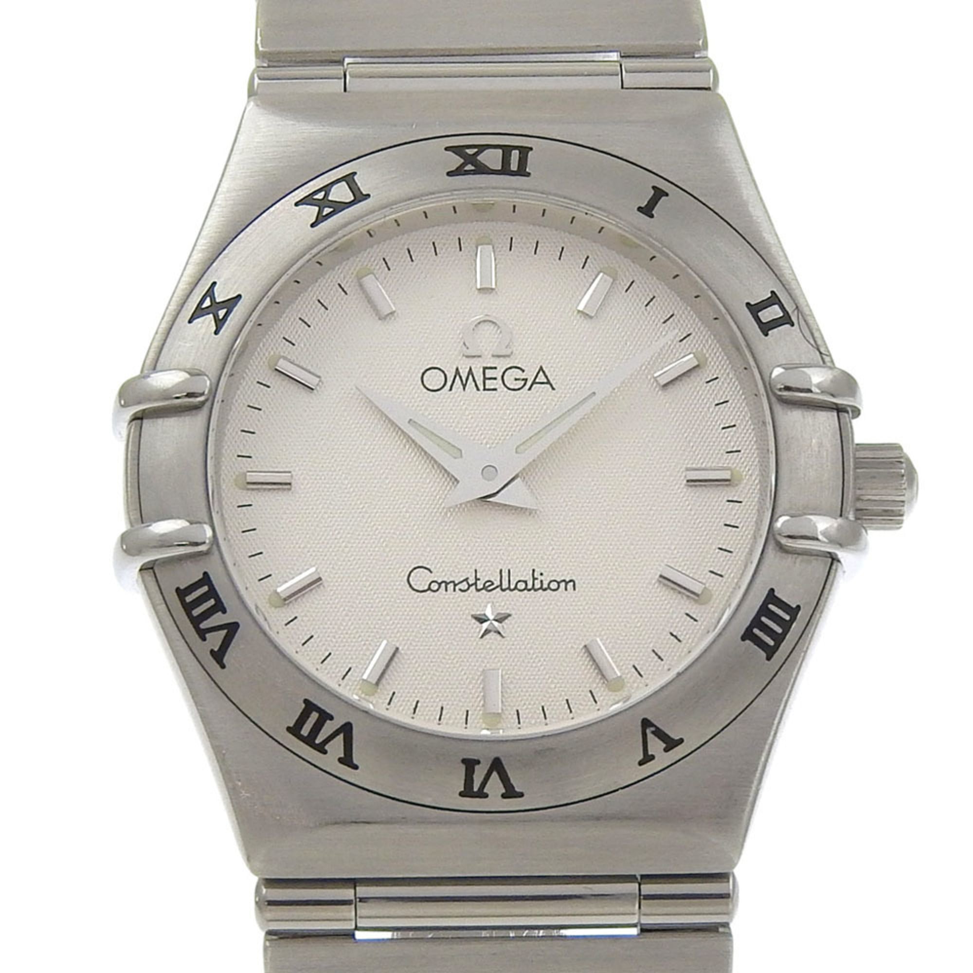 Omega Constellation Mini Watch 1562.30, Stainless Steel, 1998, Quartz, Analog Display, White Dial, Women's.