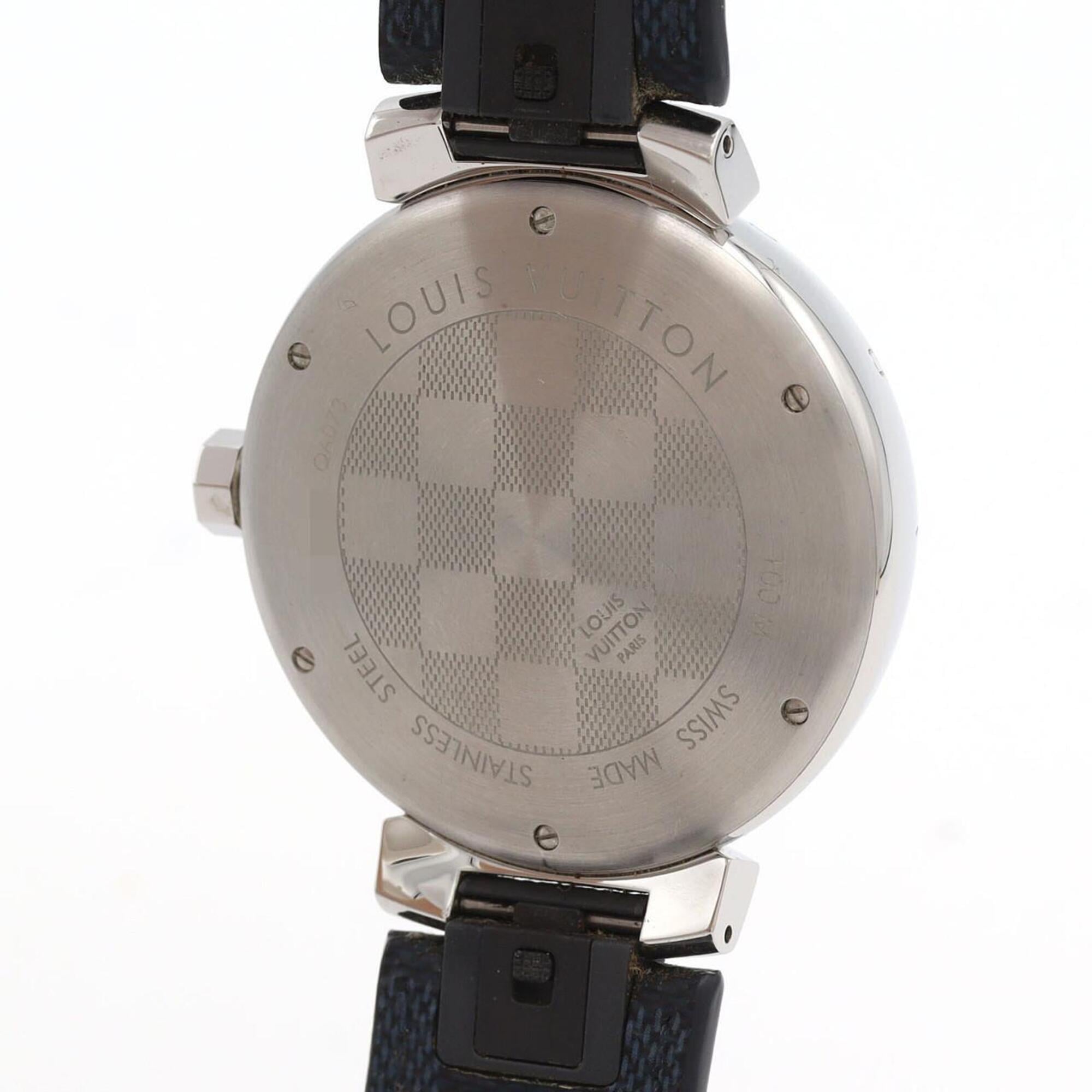 Louis Vuitton Tambour Damier Graphite QA073 SS Quartz Watch