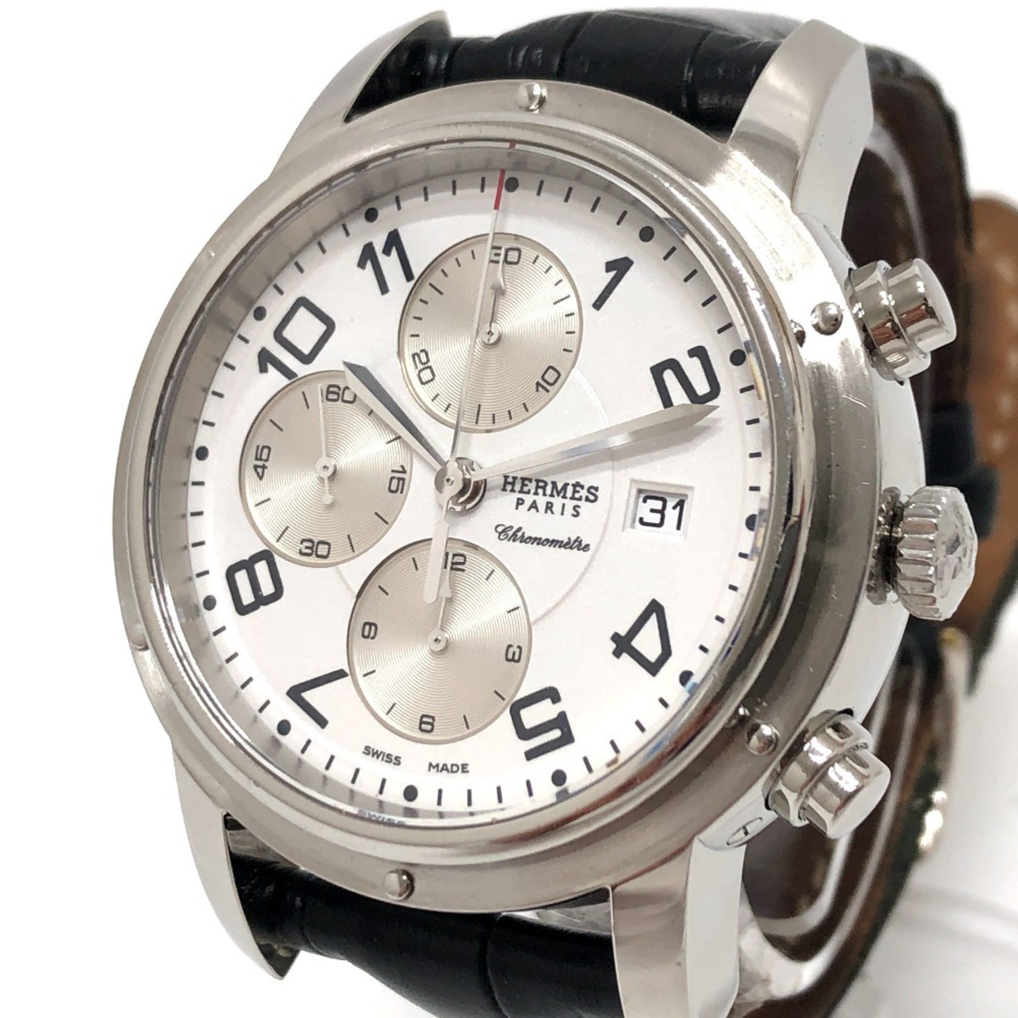 Hermes Clipper CP1.910 White Dial 43mm Watch