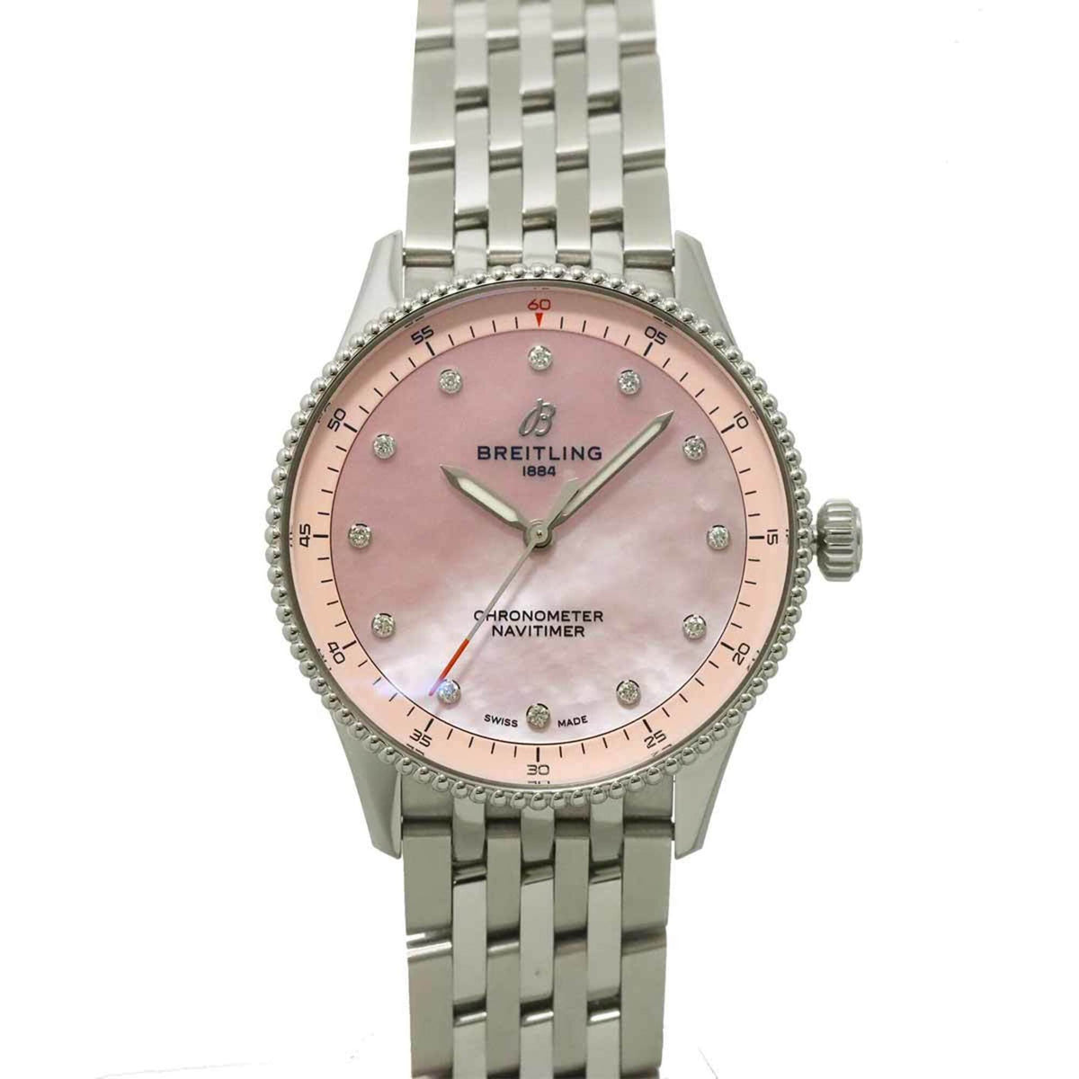 Breitling Navitimer A77320 Pink shell Dial 32mm Watch