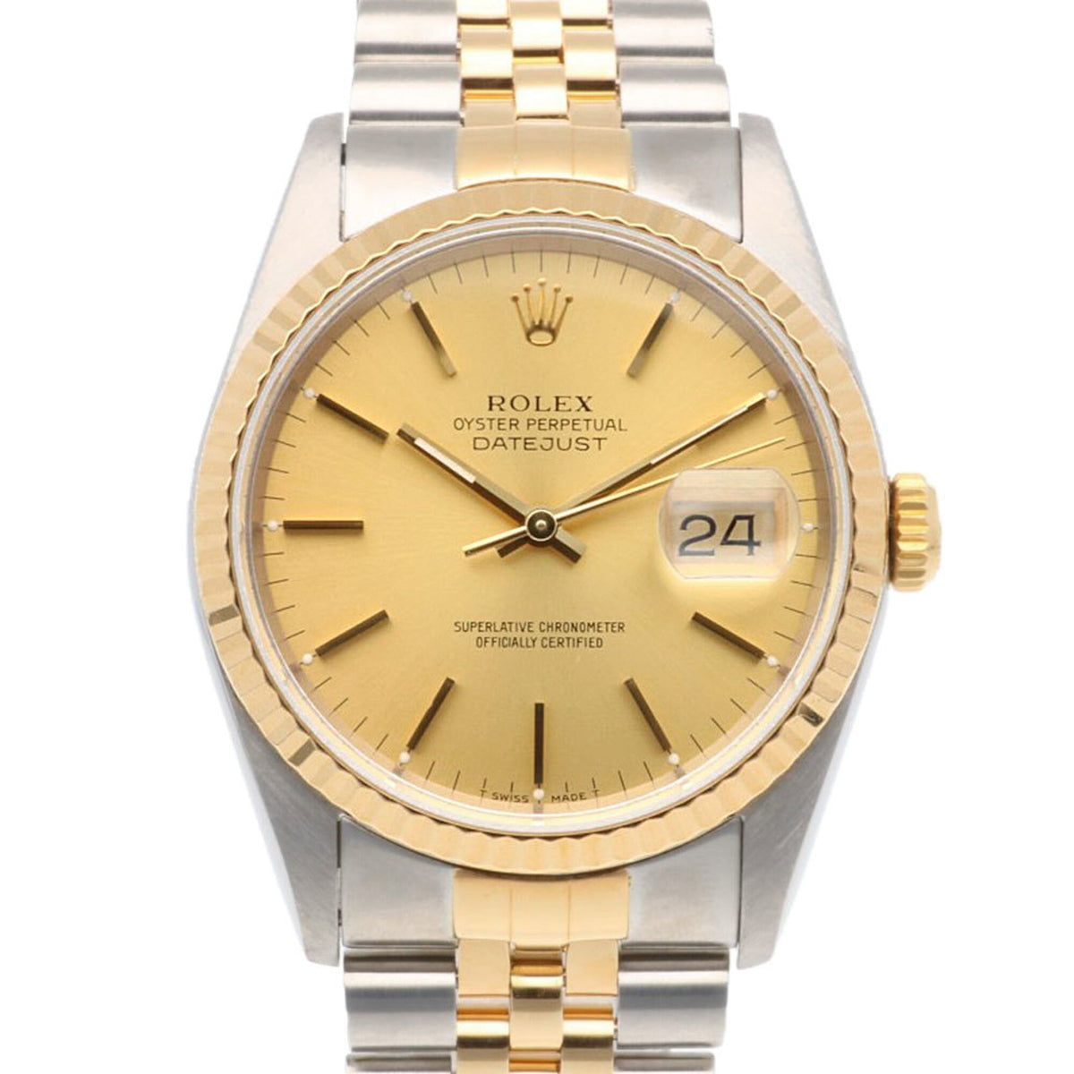 Rolex Datejust Oyster Perpetual 16233 Gold Dial 36mm Watch