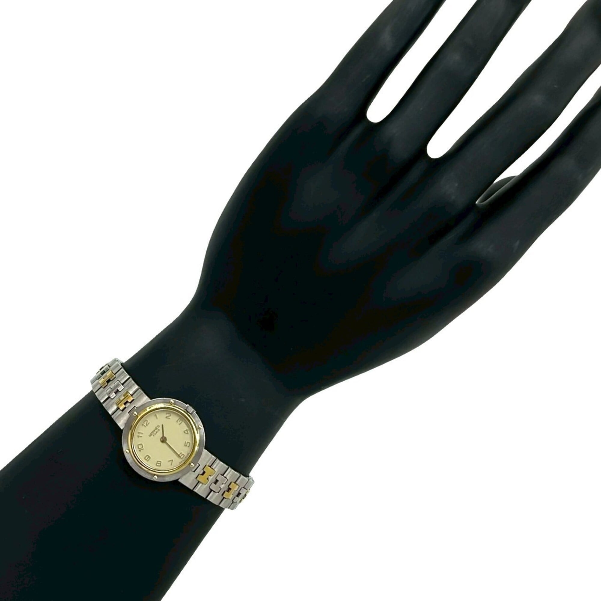 HERMES Vintage Clipper Stainless Steel GP Quartz Silver 32954