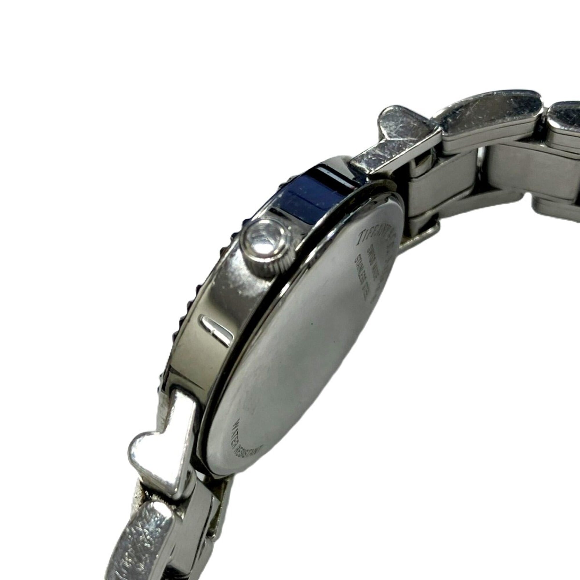 Tiffany & Co. Atlas watch, total weight 51.2g, stainless steel, quartz movement, black dial.
