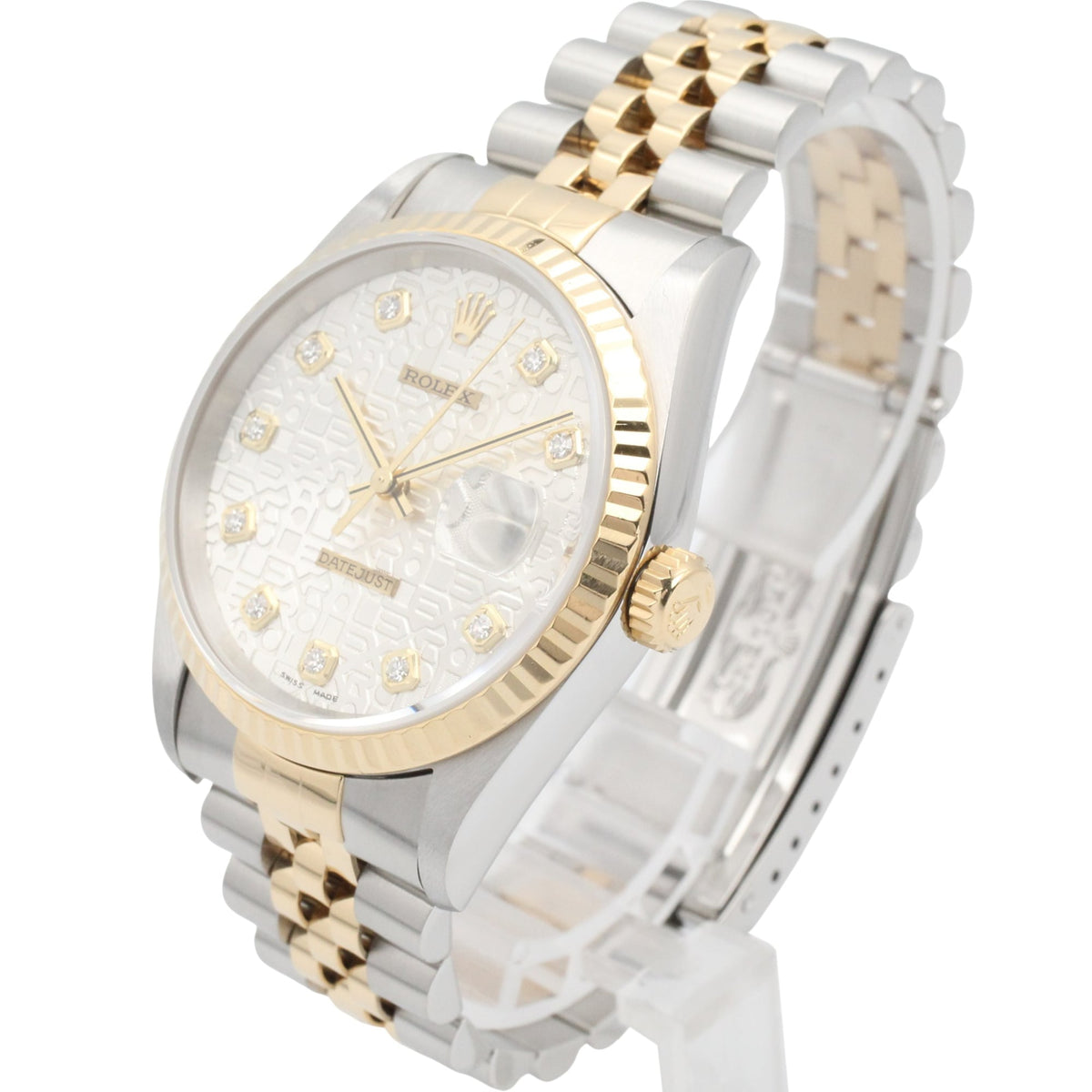 Rolex Datejust 10P Diamond 16233G Silver Dial 35mm Watch