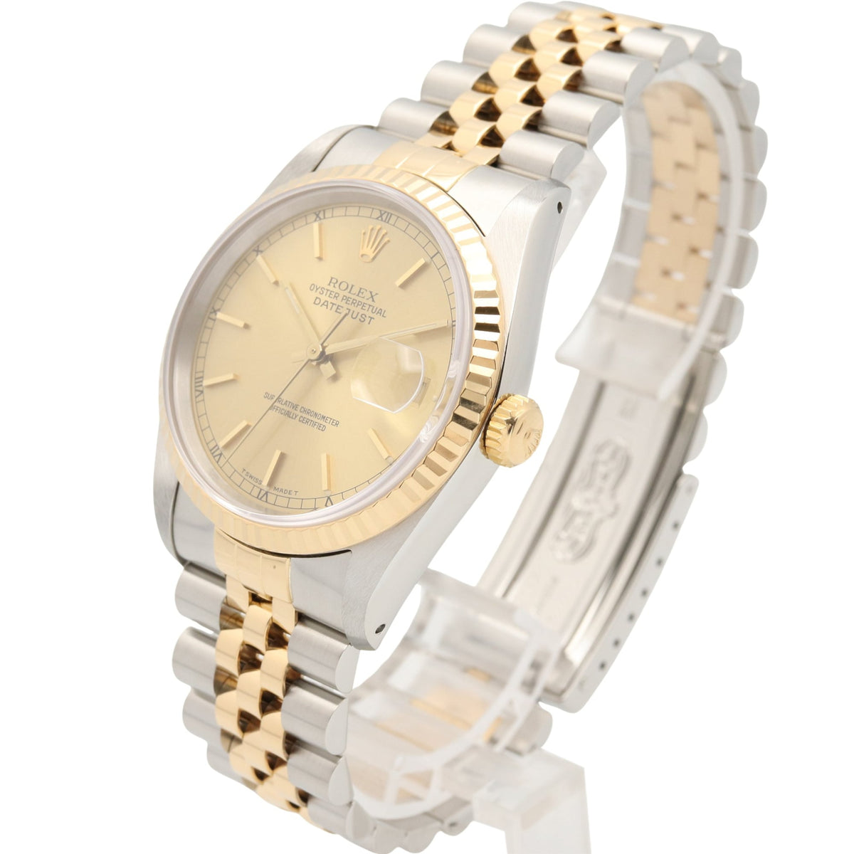 Rolex Datejust L-serie 16233 Champagne, gouden wijzerplaat, 36 mm horloge
