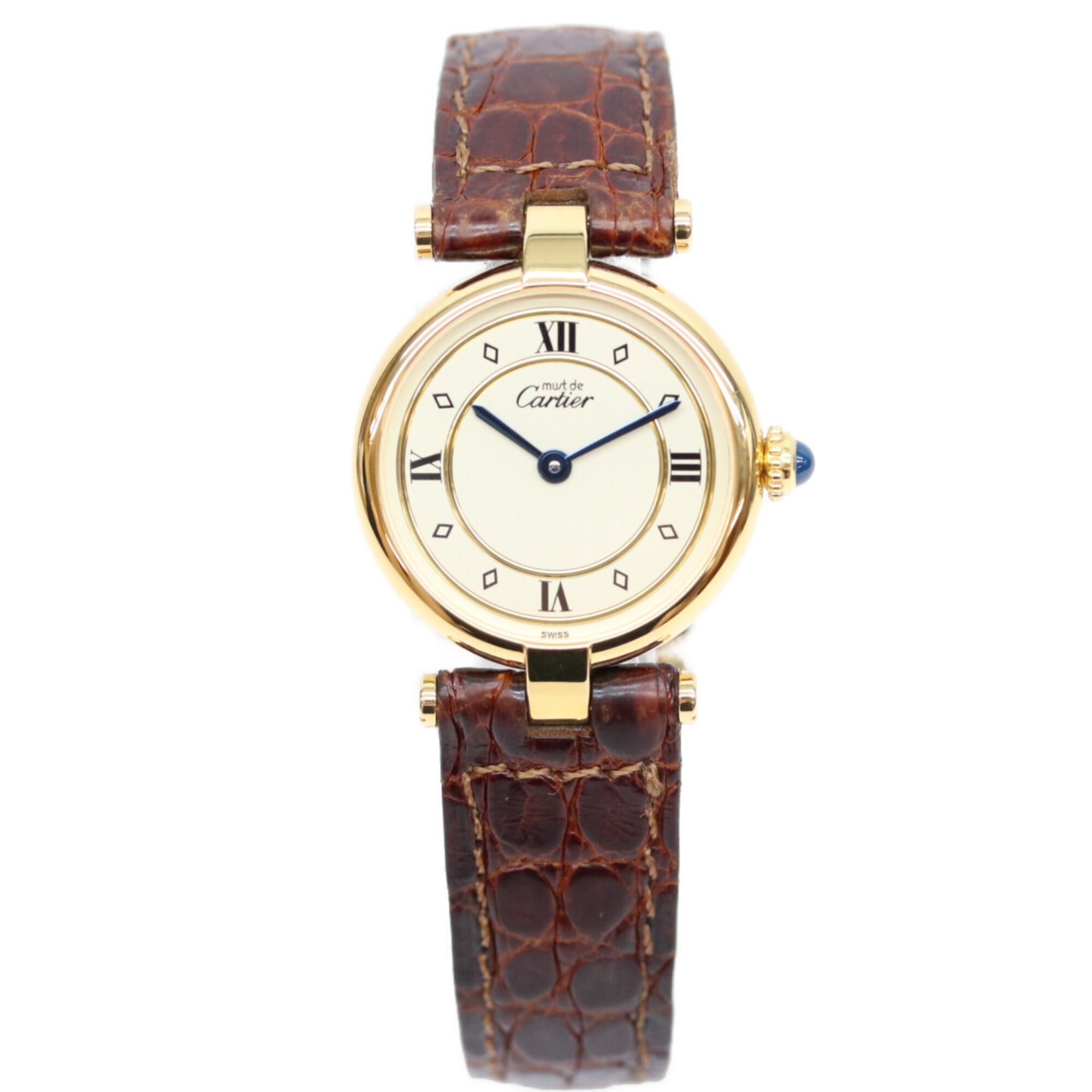 Cartier Must Vendôme SM Vermeil Quartz with Roman Numerals Gold and Ivory Dial Ladies'