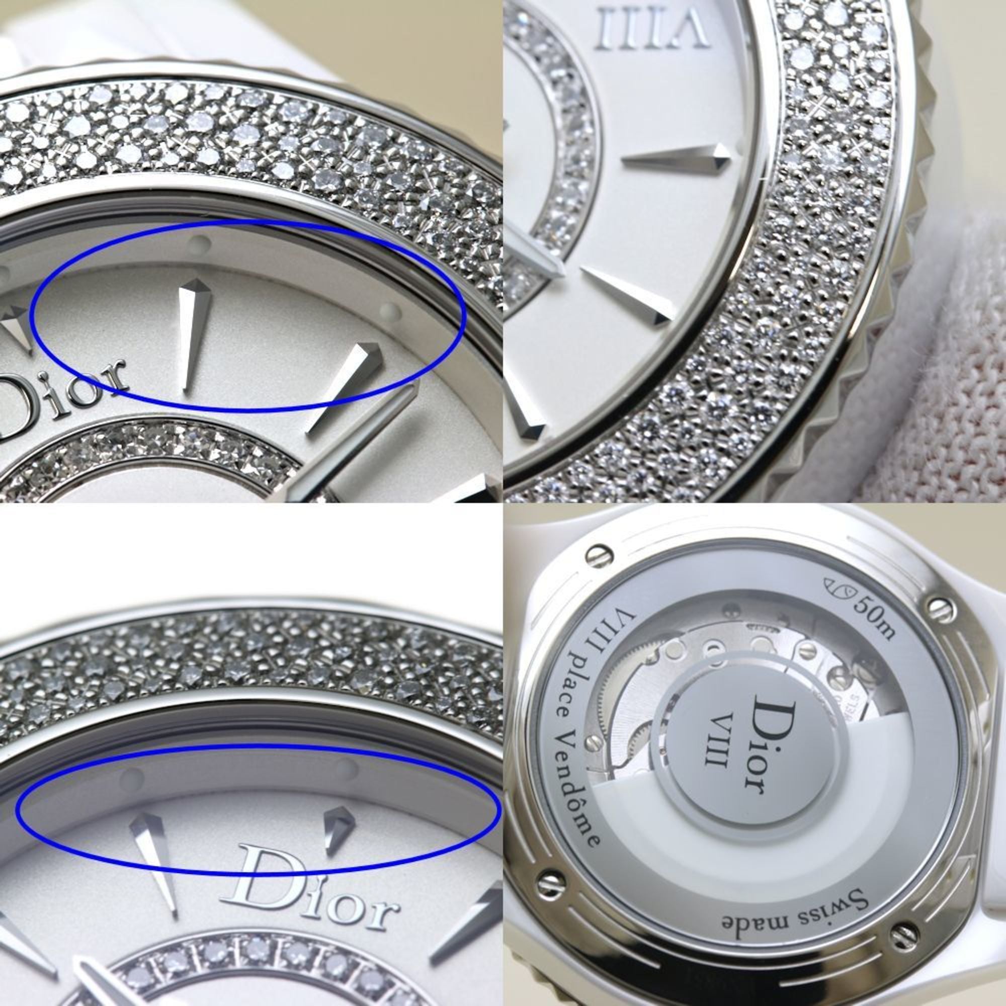 Christian Dior VIII On Huit Diamond CD1235E5C001 Wit keramiek xSS Dames 39820