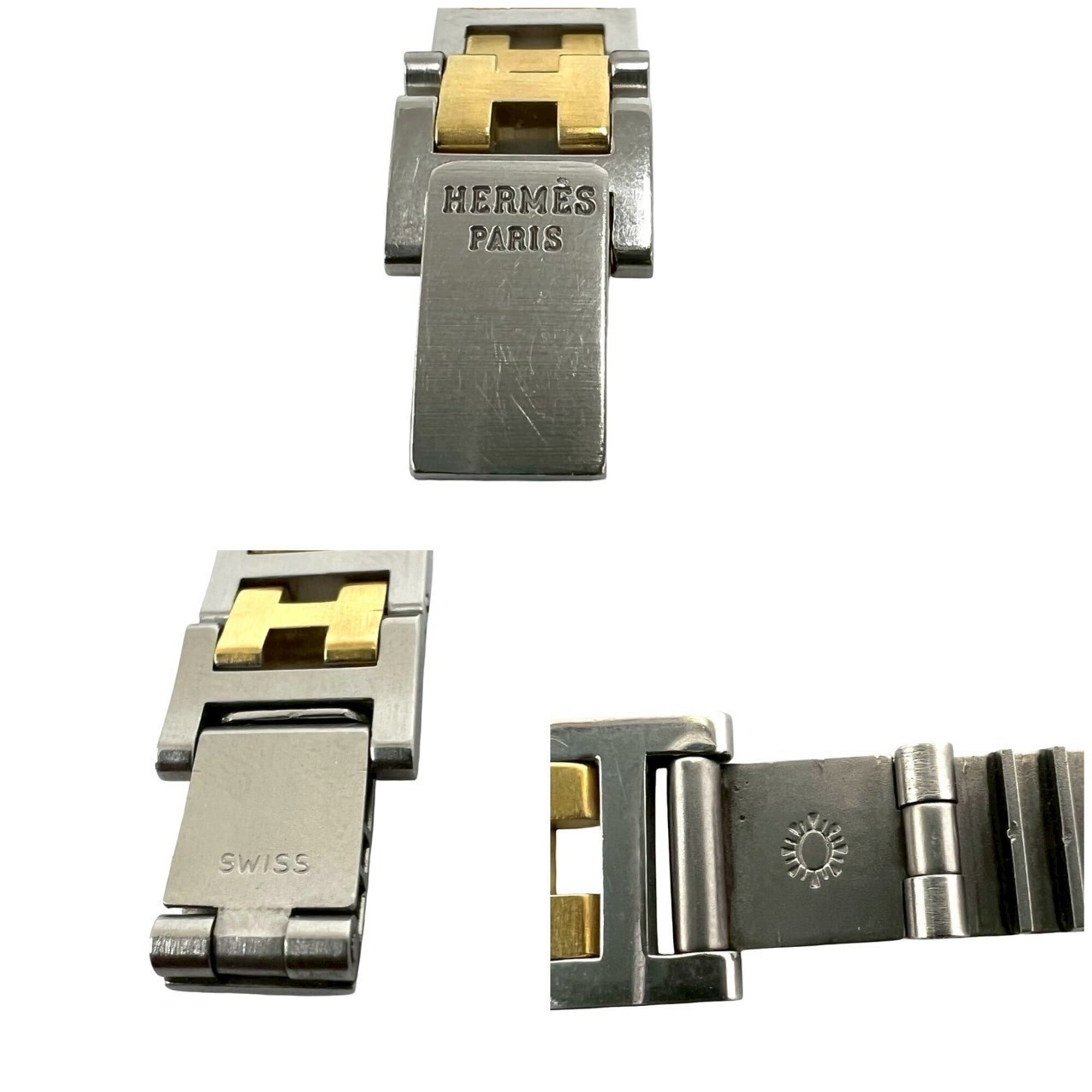 HERMES Clipper Stainless Steel GP Quartz Wrist Silver/Gold 23912