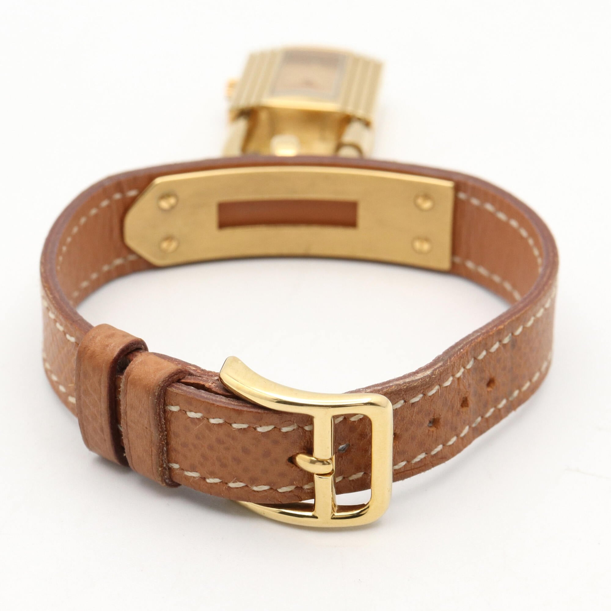 Hermes Kelly KE1.201 Champagner, goldenes Zifferblatt, 20 mm Uhr
