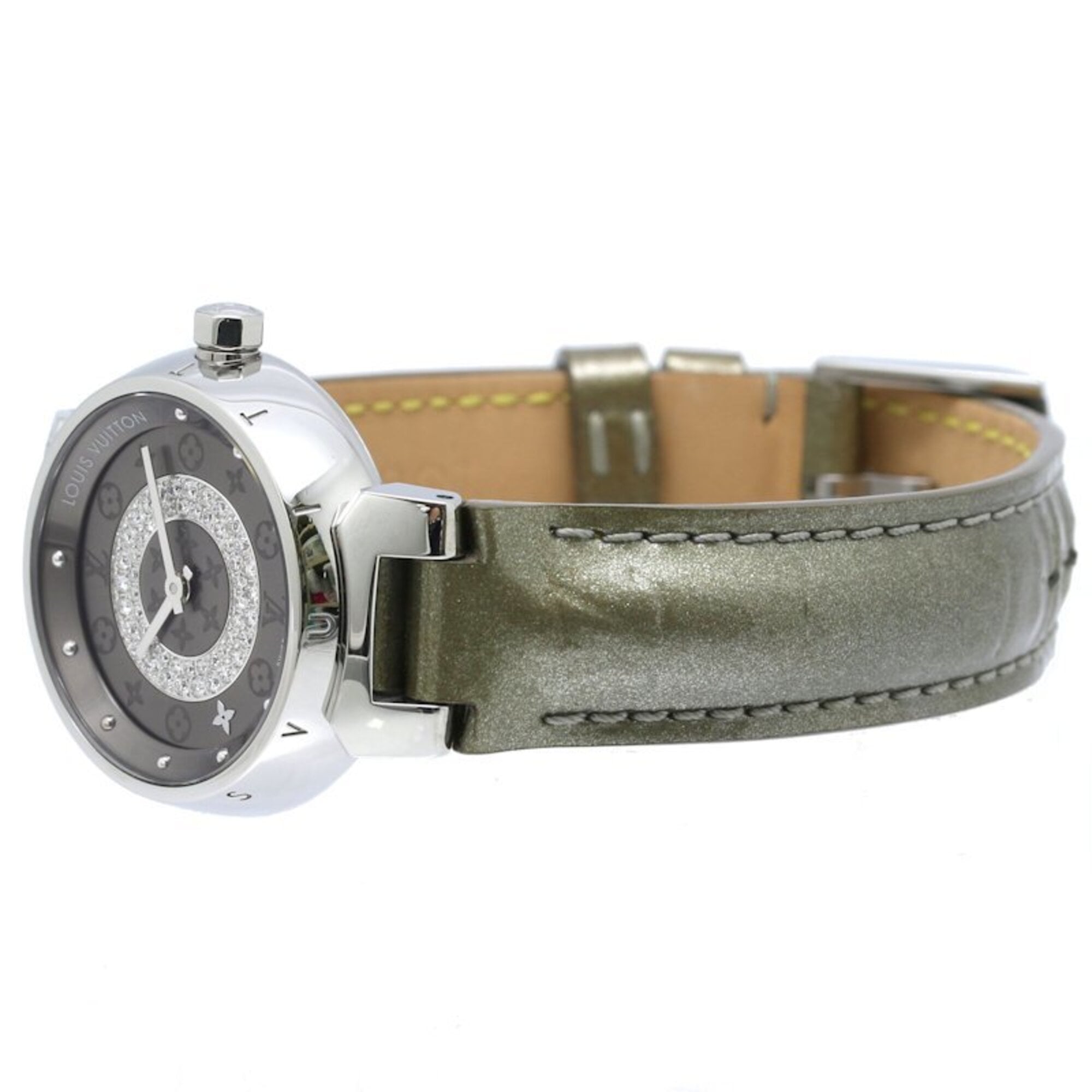 LOUIS VUITTON Tambour Disc PM Diamond Q12MU0 Wo 40564