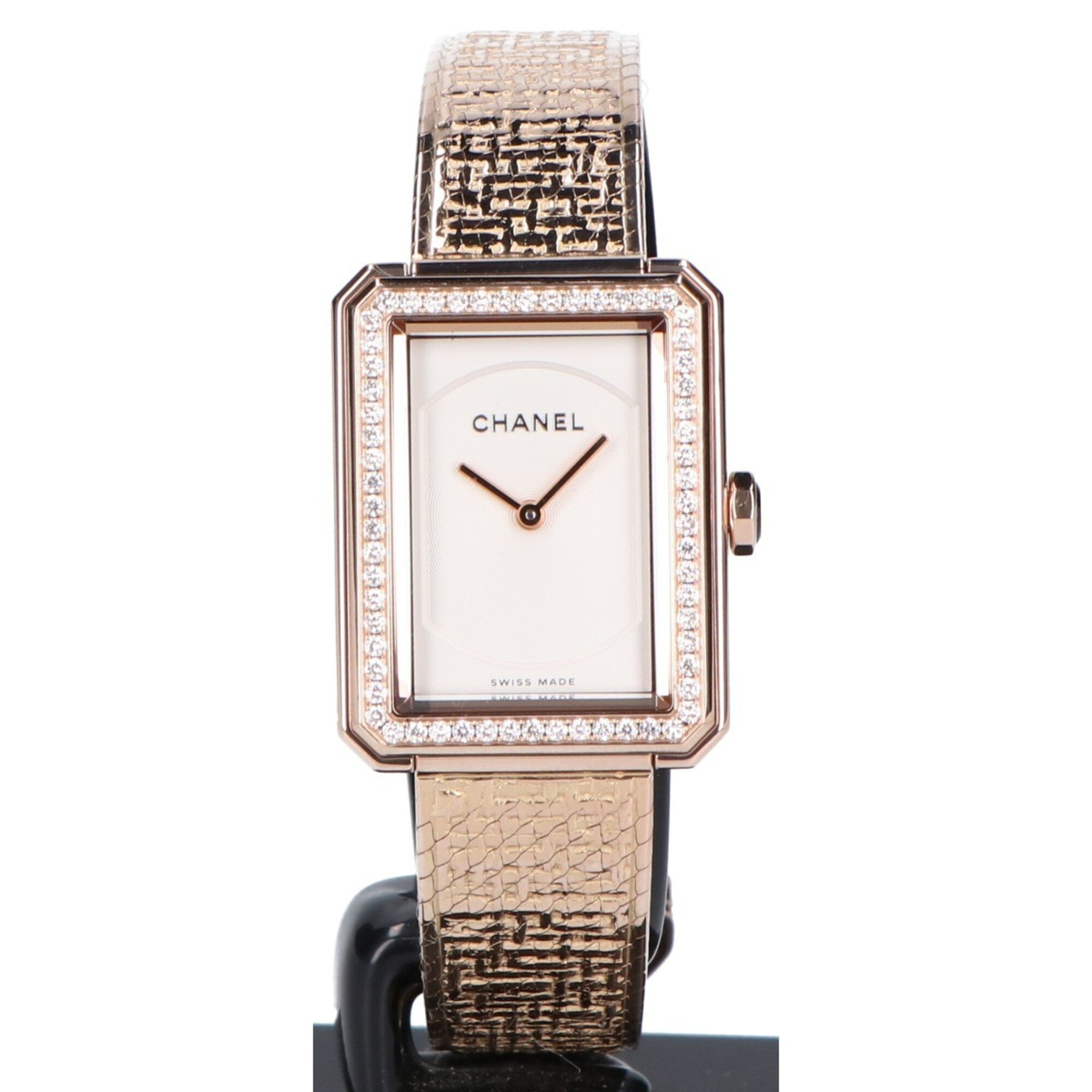 CHANEL H4881 750 Beige Gold Boyfriend Tweed Quartz Watch - Women's (Refurbished)