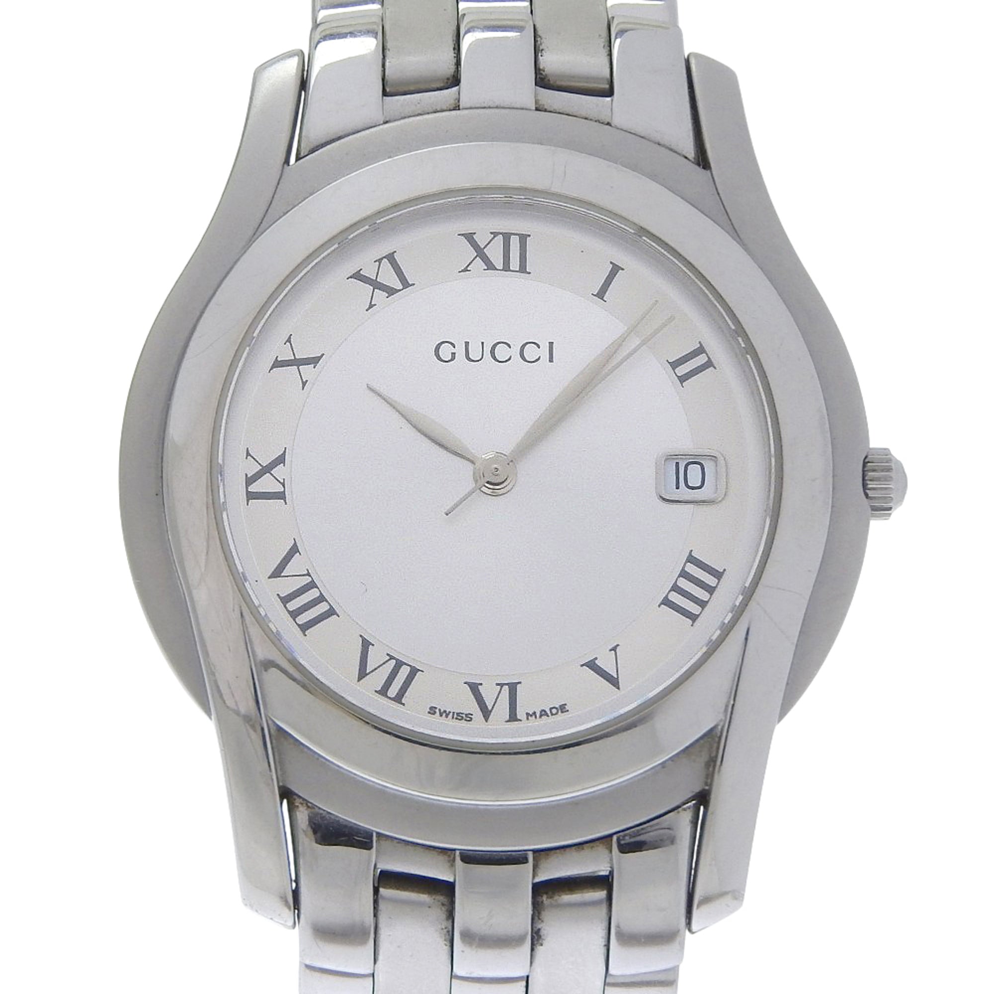 Gucci G-Class Watch 5500M Stainless Steel Quartz Analog Silver Dial Men's