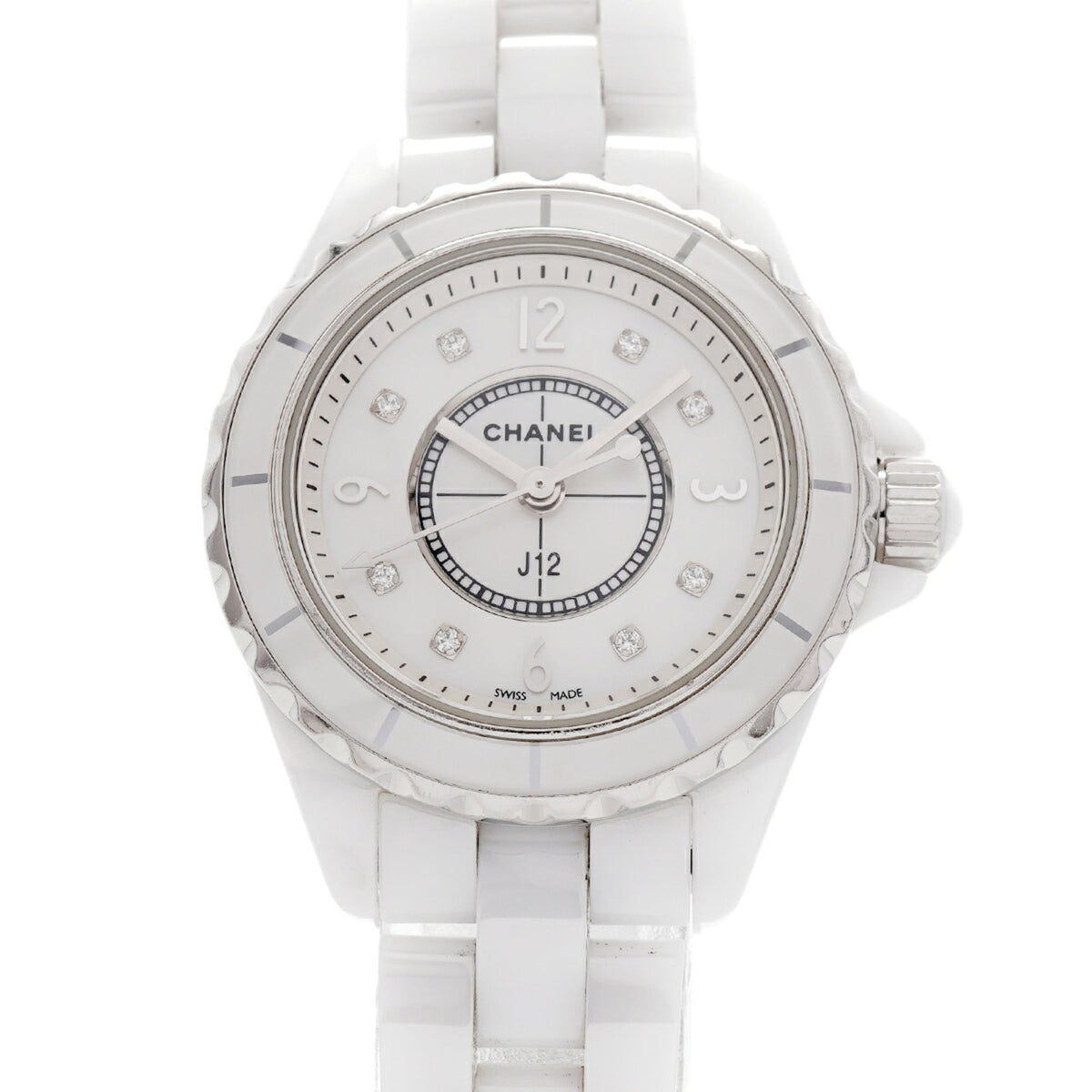 Chanel J12 8P Diamond H2570 White Dial 28mm Watch