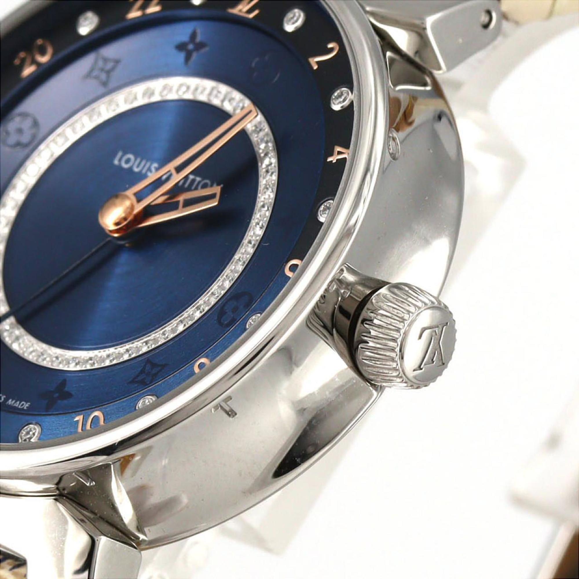Louis Vuitton Tambour Dual Time 12P Circle D QA142 roestvrijstalen quartzhorloge
