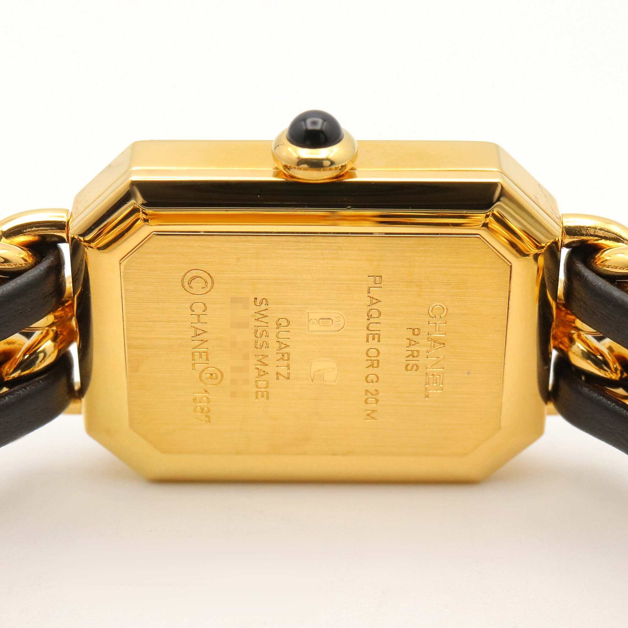 Montre Chanel CHANEL Première M, cuir plaqué or, femme, Noir, H0001