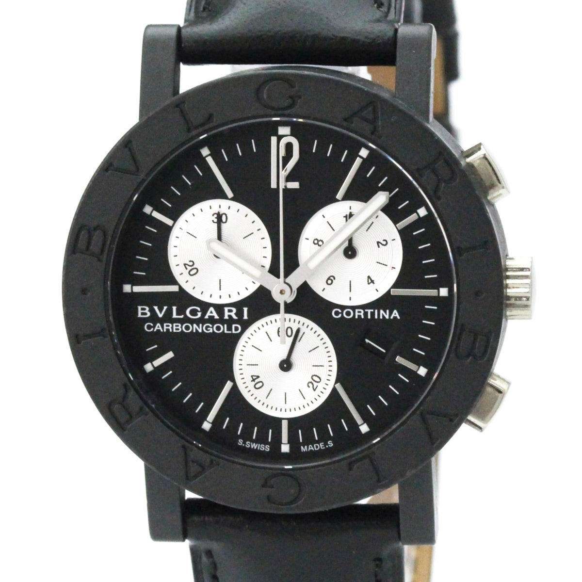 Bvlgari Carbon Gold Chronograph Cortina BB38CLCH horloge met zwarte wijzerplaat, 38 mm