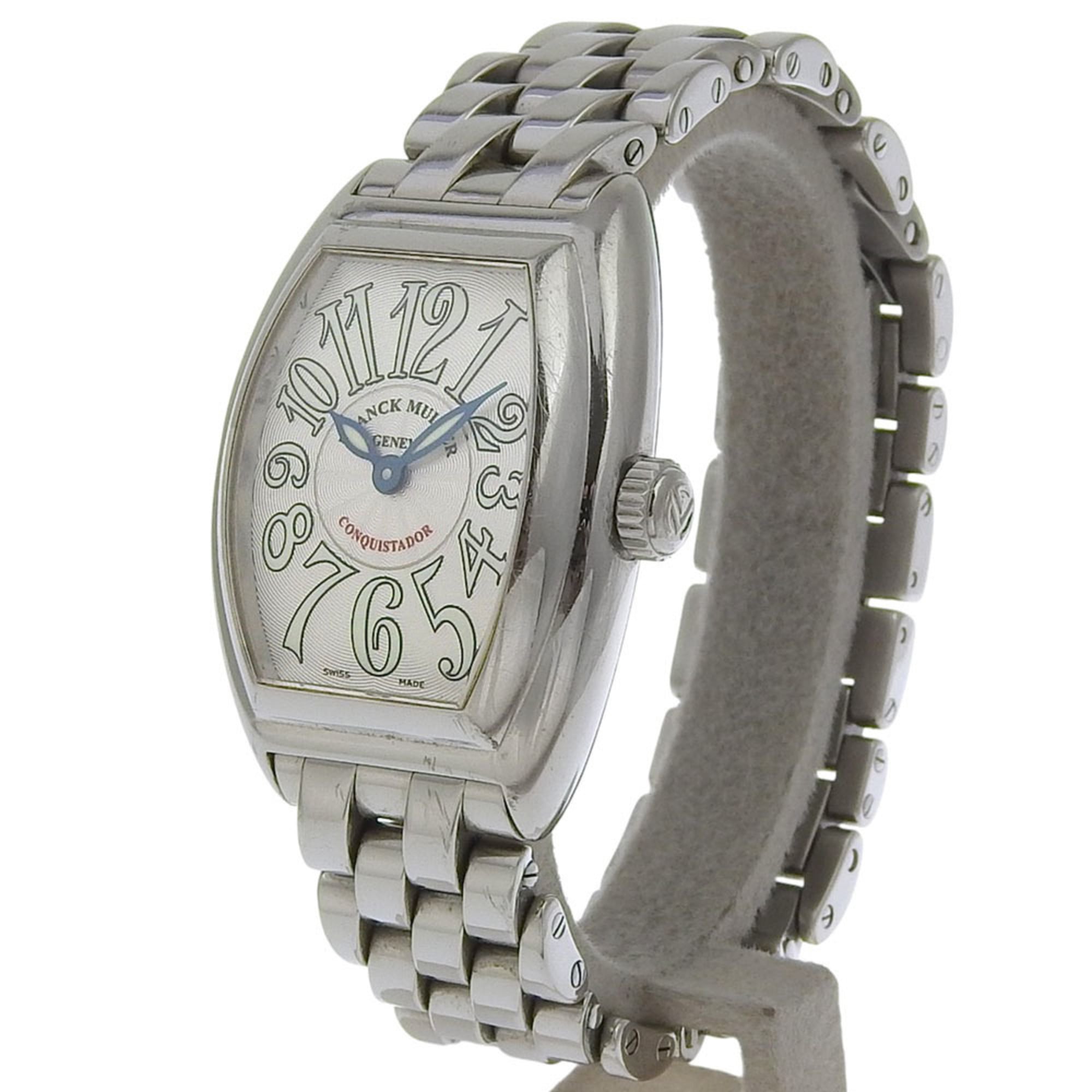 Franck Muller Conquistador Watch 8005L Stainless Steel Quartz Analog Display Silver Dial Women's