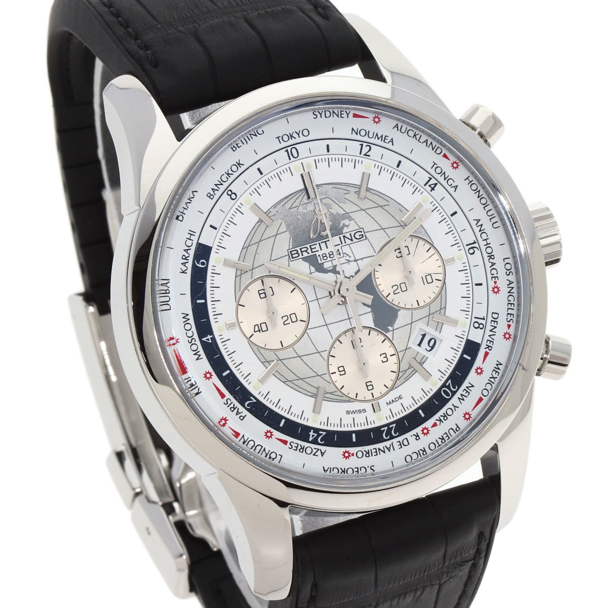 Breitling AB0510U0/A790 Transocean Chronograph Unitime herenhorloge van roestvrij staal en rubber