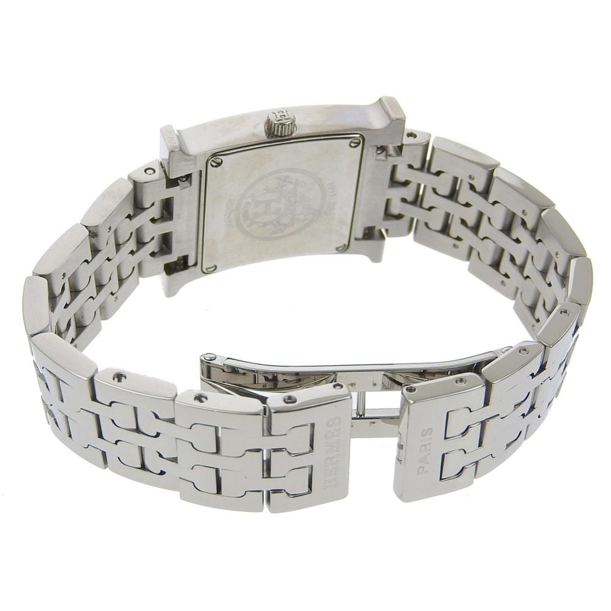 Hermes HERMES H Armbanduhr mit Diamantlünette HH1.230 Edelstahl Quarz Analoganzeige Silber Zifferblatt Damenuhr