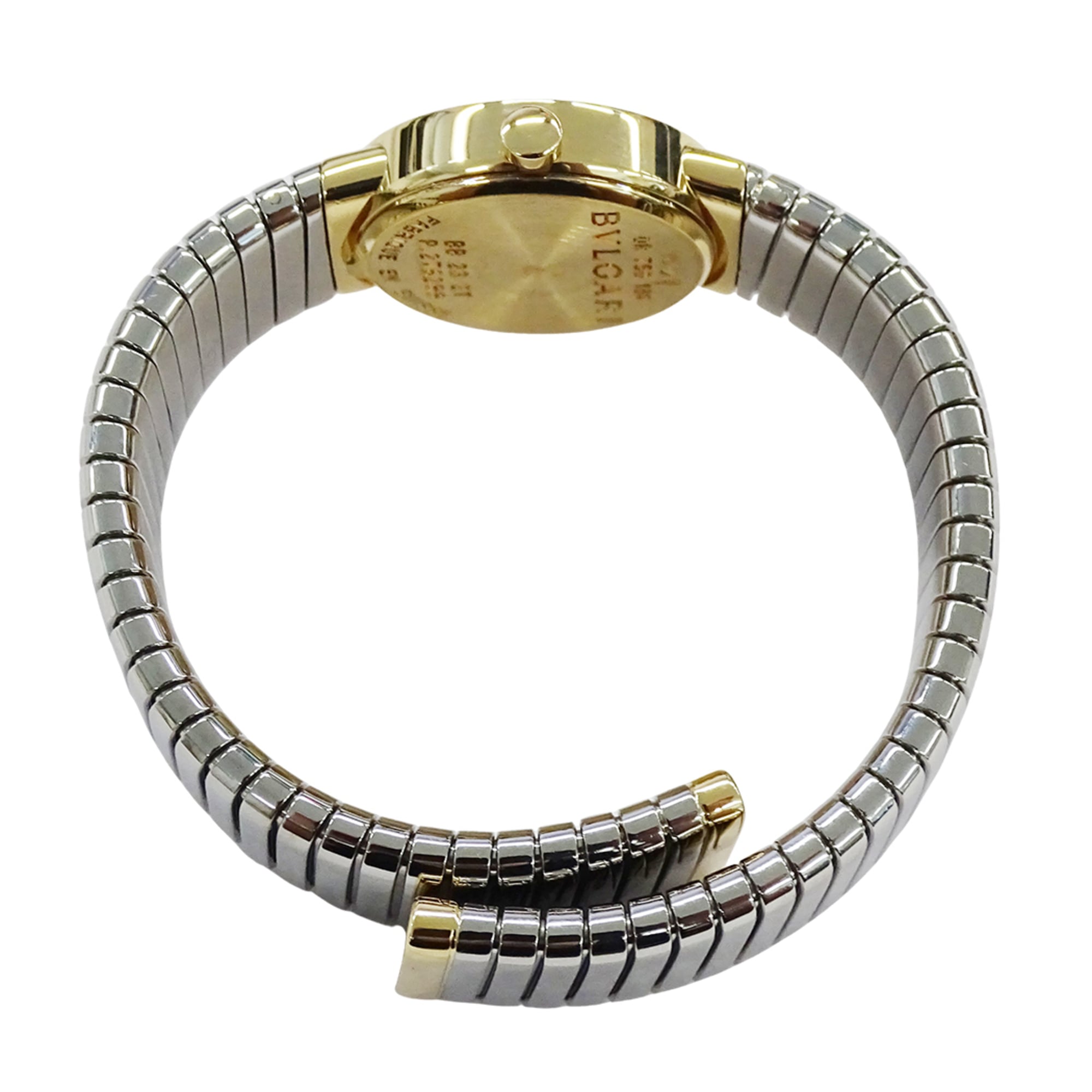 Bulgari BVLGARI Wo Brand: Tubogas 12-Diamond Quartz Movement 750YG (Yellow Gold) and 18K Stainless Steel (SS) Size L Bangle Round. (BB232T)