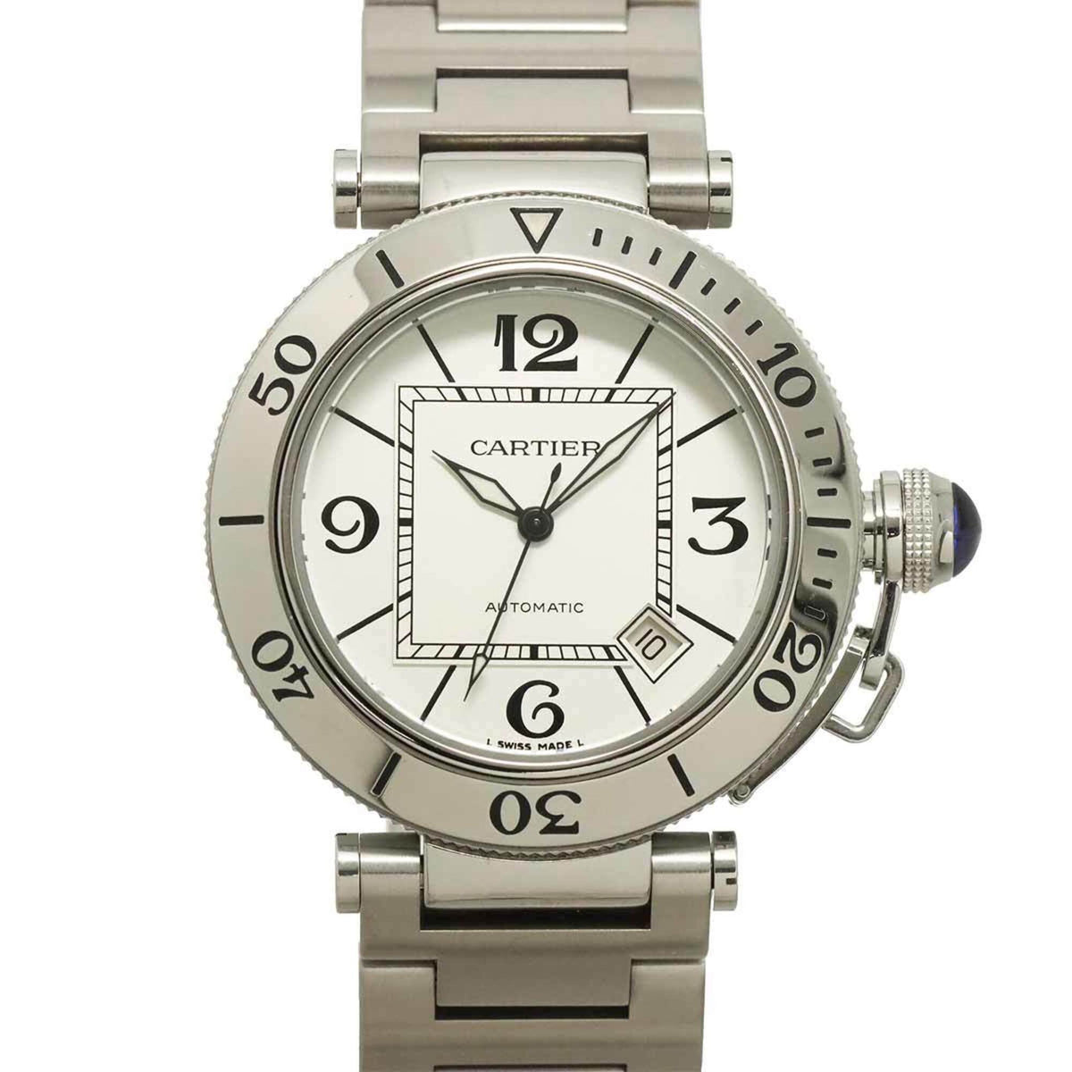 Cartier Pasha Seatimer W31080M7 met zilveren wijzerplaat 40mm Horloge