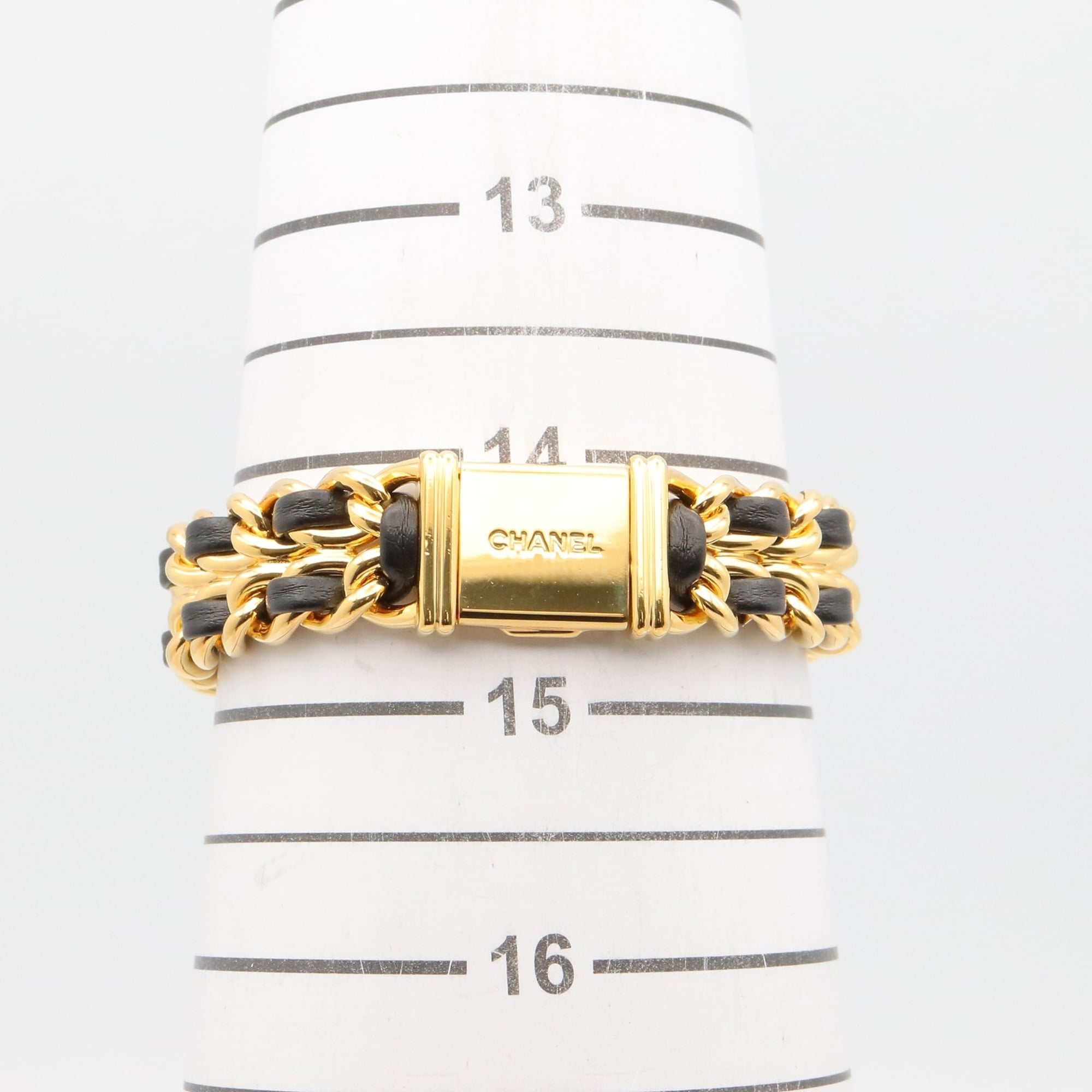 Chanel CHANEL Première S-horloge, verguld (GP), leren band, dames, zwart, H0001