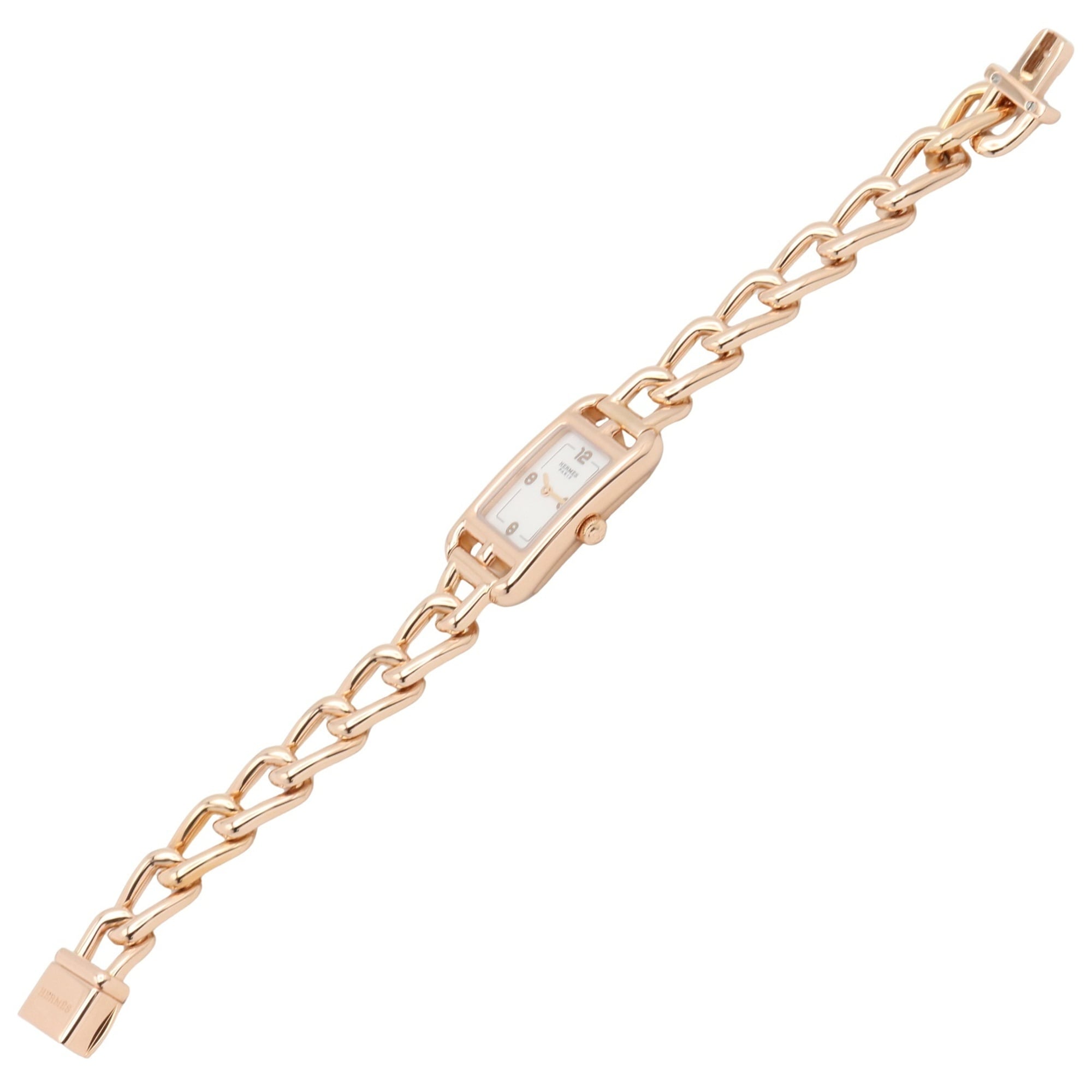 Hermes Nantucket PM 29mm 18K Pink Gold (PG) Wo White/White Shell NA2.170