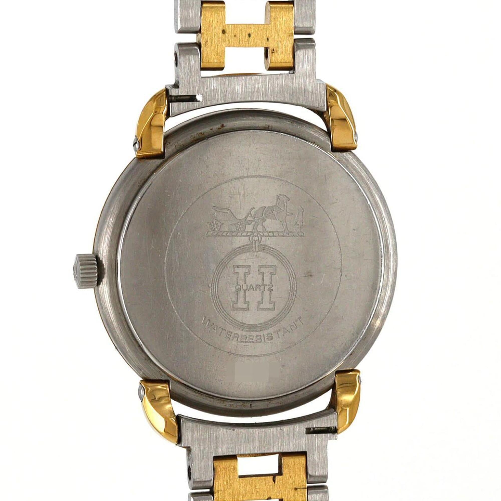 Hermes Pullman tweekleurig roestvrijstalen x verguld quartzhorloge