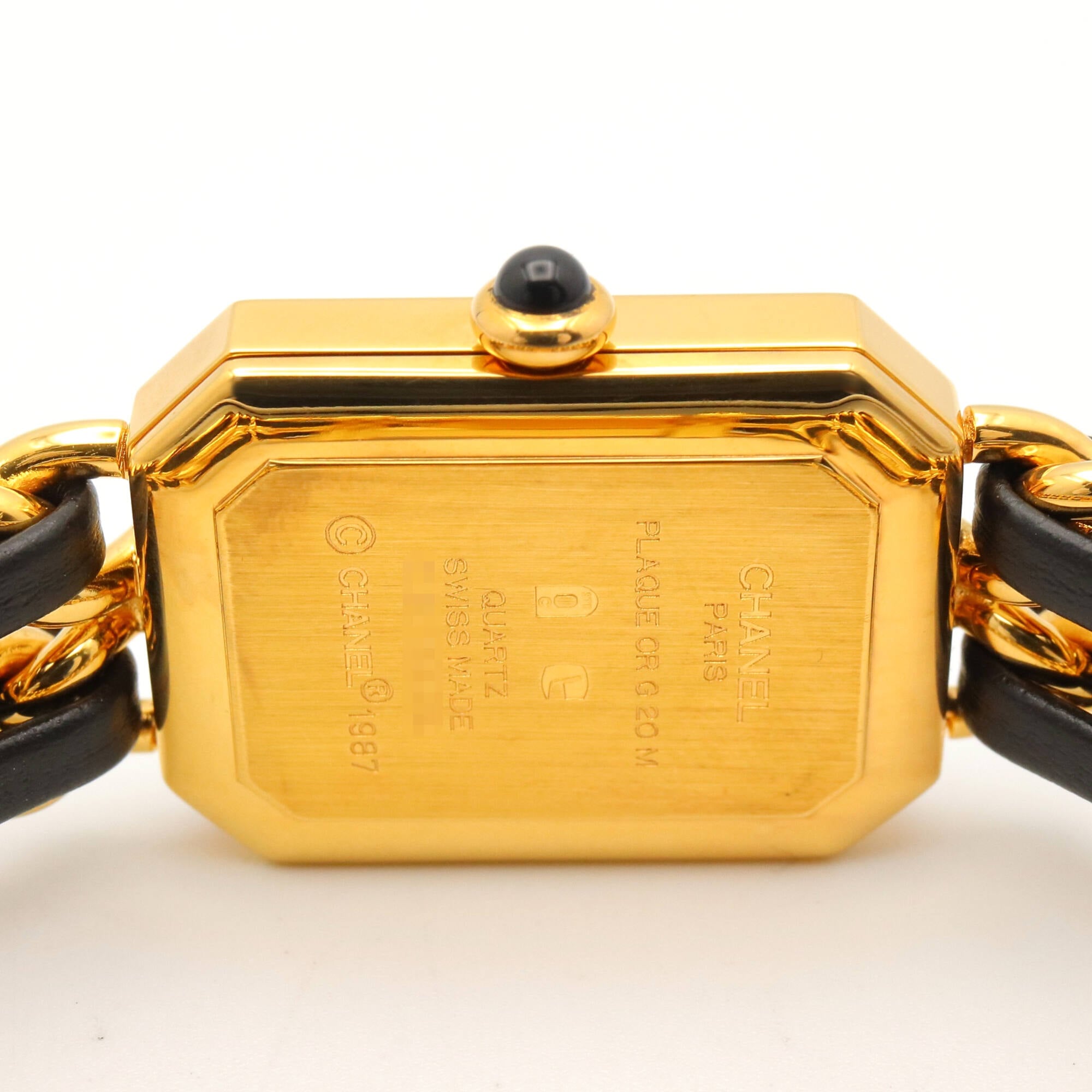 Chanel CHANEL Première S-horloge, verguld (GP), leren band, dames, zwart, H0001