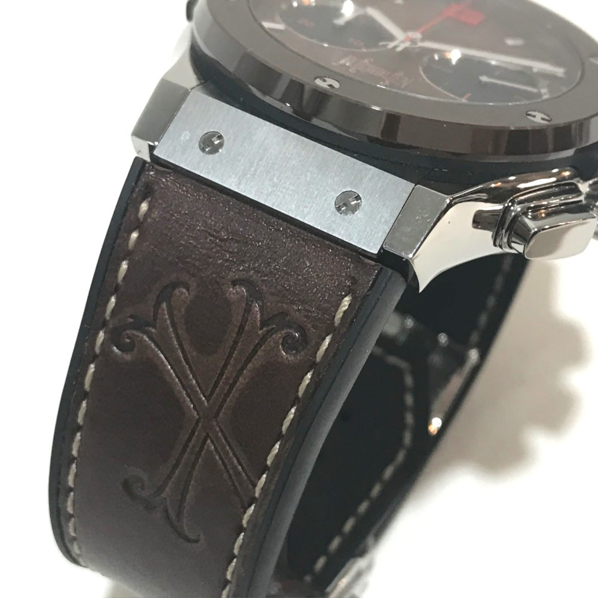 Hublot 521.NC.0589.VR.OPX14 Forbidden X Automatik mit ZigarrenBox ArmbanduhrSilber Armband mit Braun Band