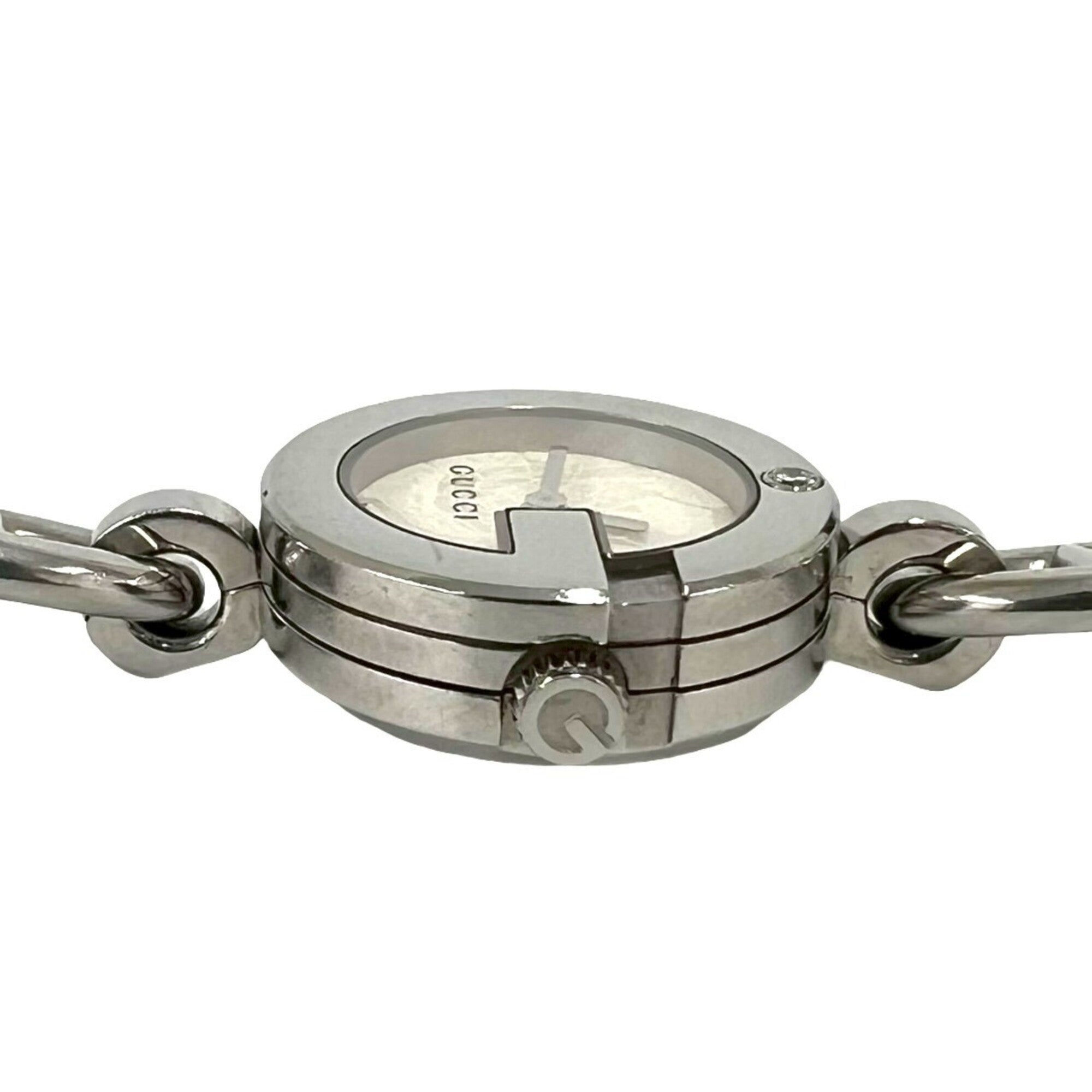 GUCCI Gucci Logo Charm Stainless Steel Quartz Wrist Silver 37369