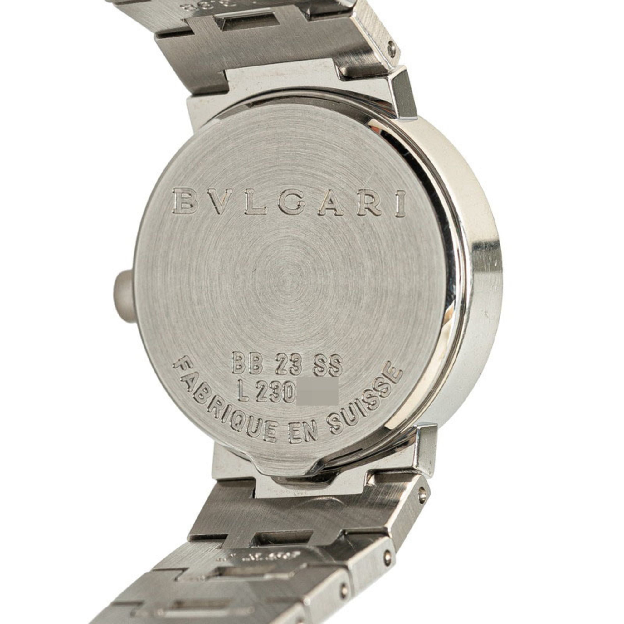 BVLGARI Uhr BB23SS Quarz Schwarz Zifferblatt, Edelstahl, Damenuhr