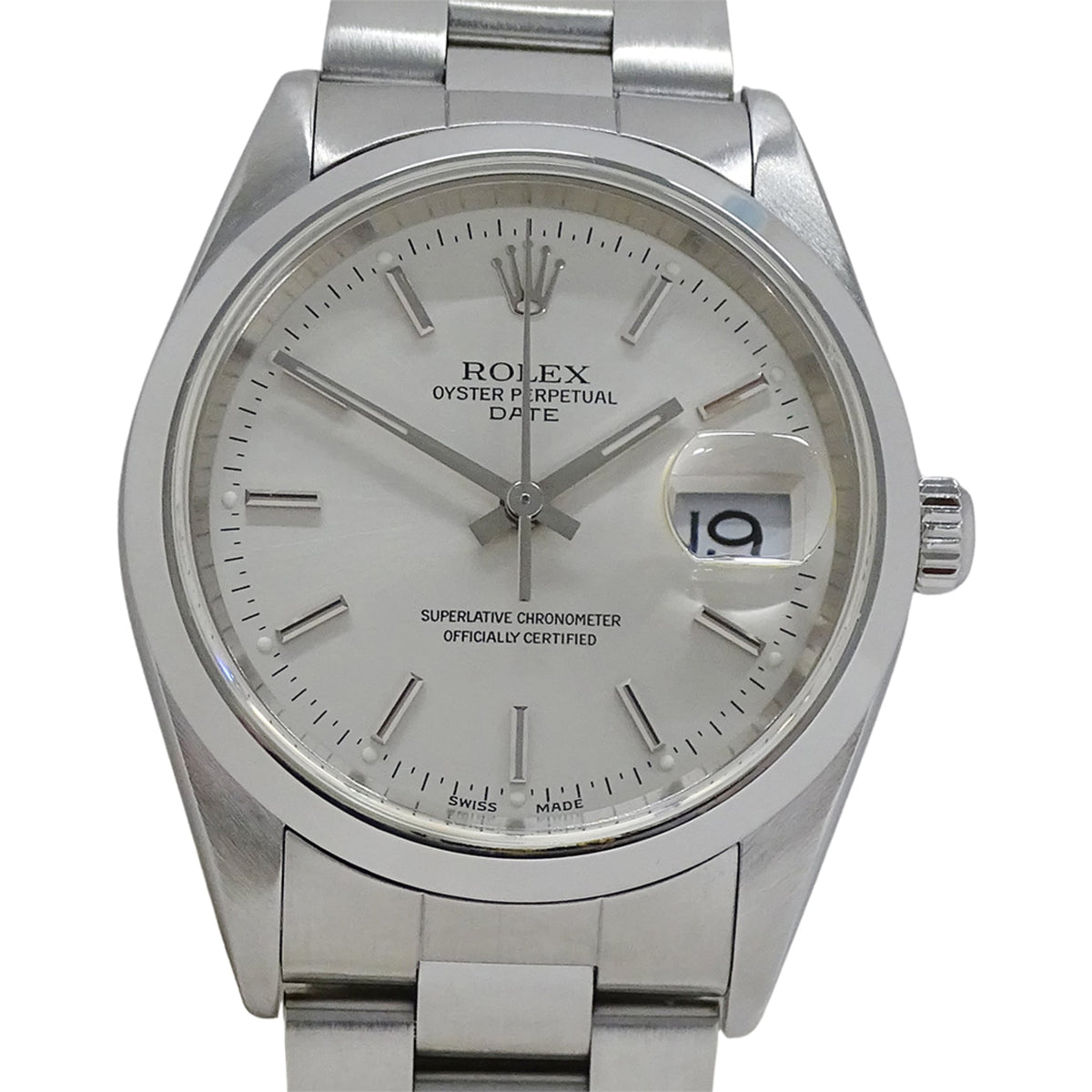 Rolex Oyster Perpetual Date 15200 A Silver Dial 34mm Watch