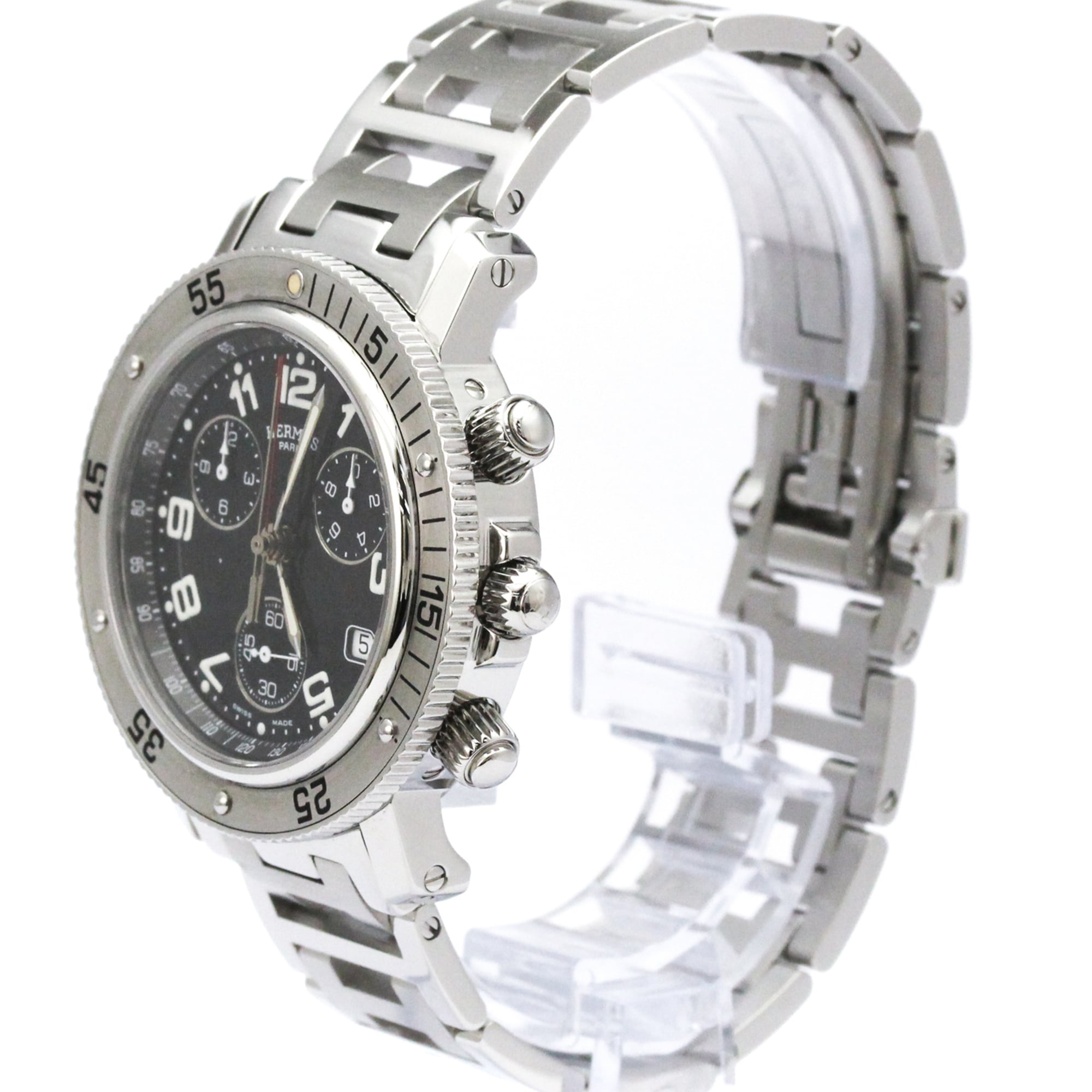 HERMES Clipper Diver Chronograph Quartz Mens Watch CL2.910 Polished