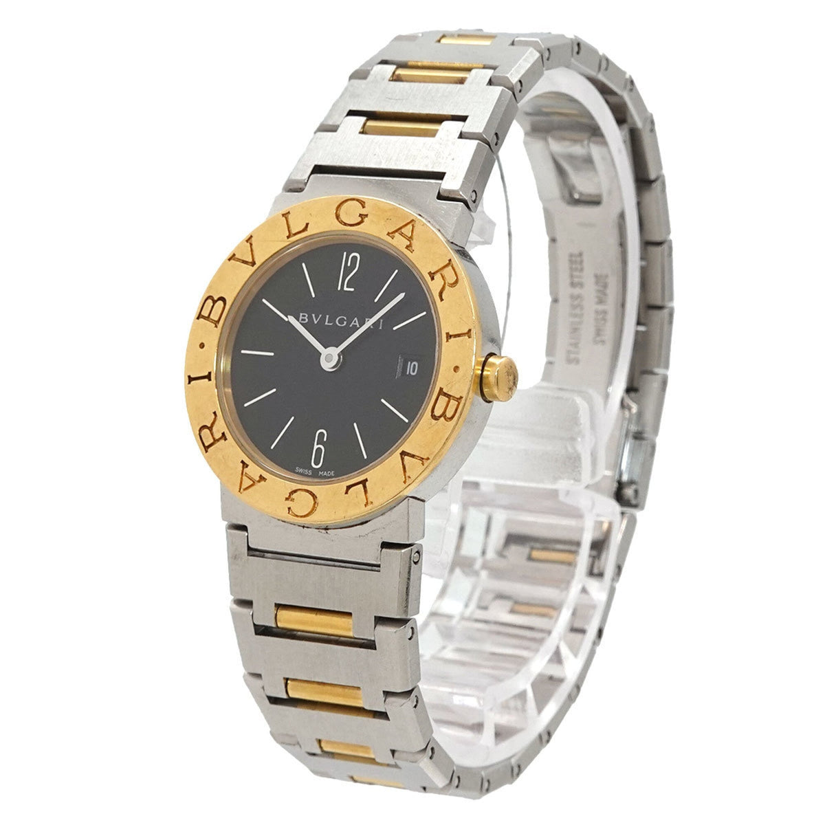 Bvlgari BB26SG horloge met zwarte wijzerplaat, 26 mm