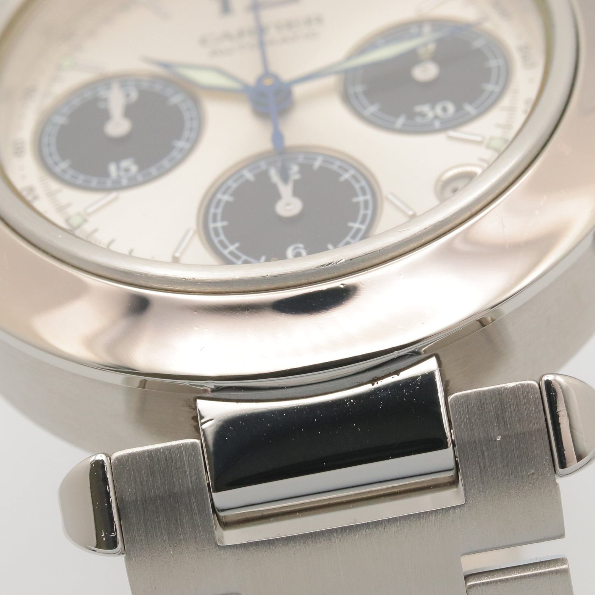 Cartier Pasha C chronograafhorloge, roestvrij staal, jongensmaat, zilverkleurig, W31048M7