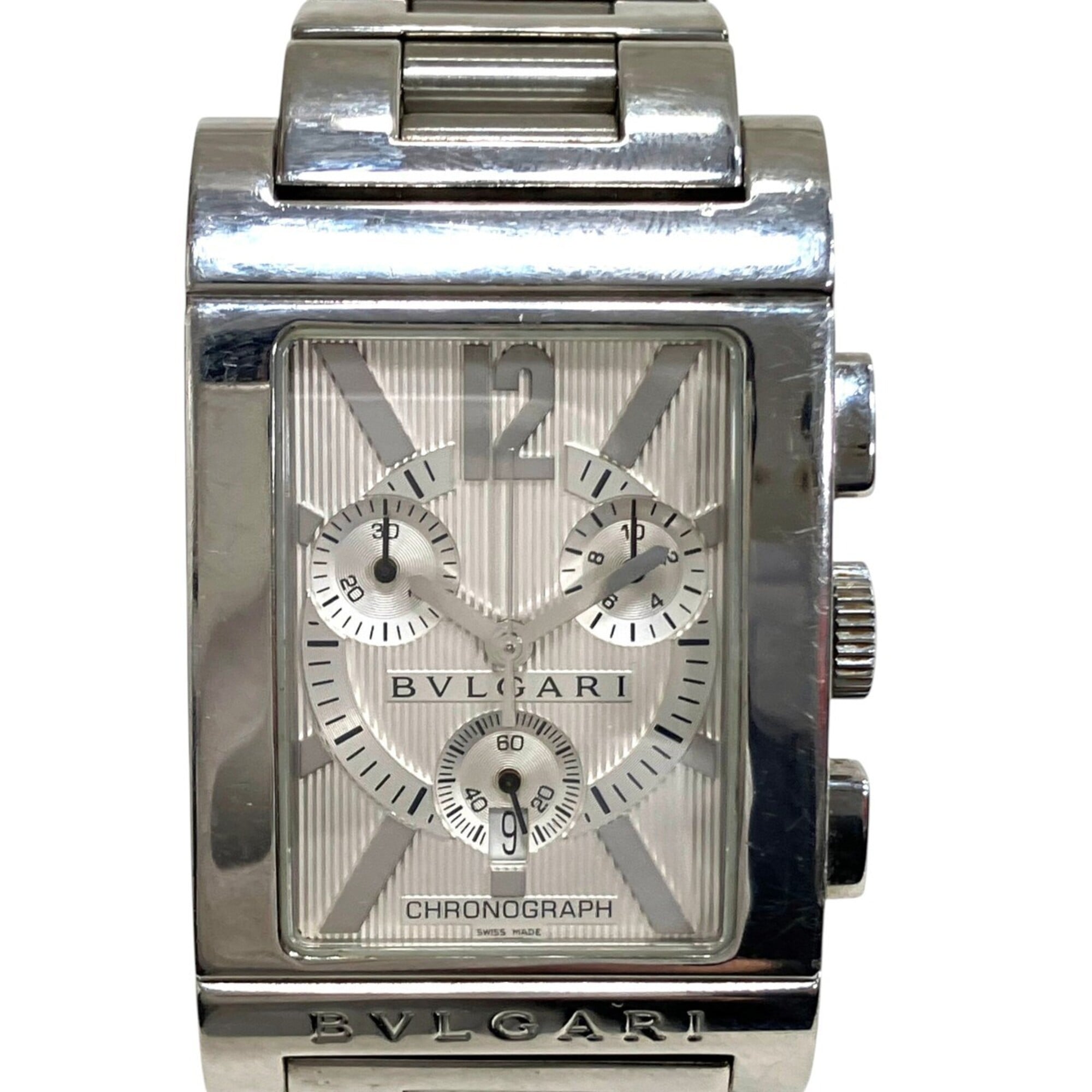 Bulgari BVLGARI Rettangolo-horloge, totaalgewicht 121 g, roestvrij staal, quartz uurwerk, zilveren wijzerplaat, RTC49S