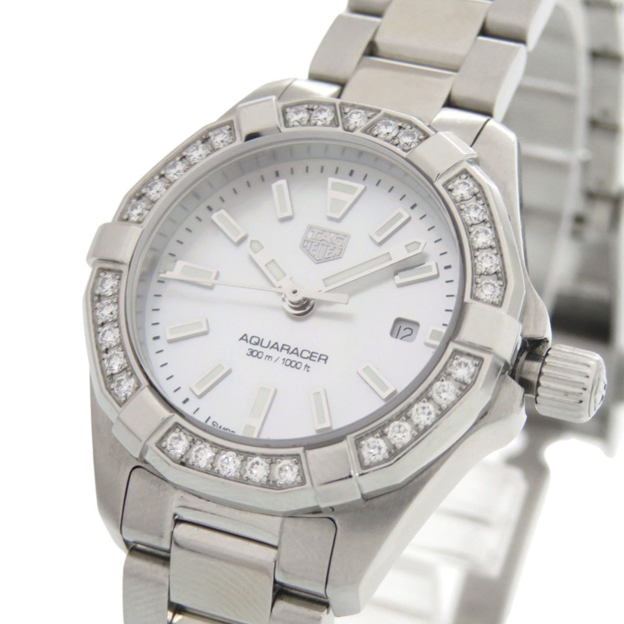 TAG Heuer Aquaracer Diamond Bezel WBD1413.BA0741 Stainless Steel White Shell Dial Quartz Watch 0235 HEUER