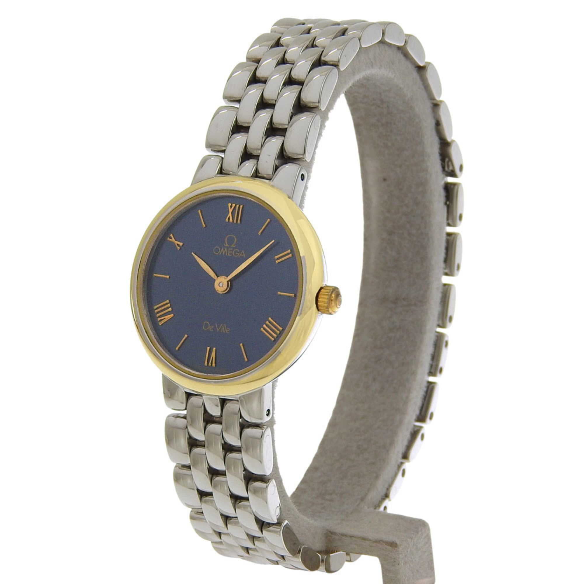 Omega De Ville 7261.83 Stainless Steel Watch, 1993 Model, Quartz, Analog, Black Dial, Ladies' Watch