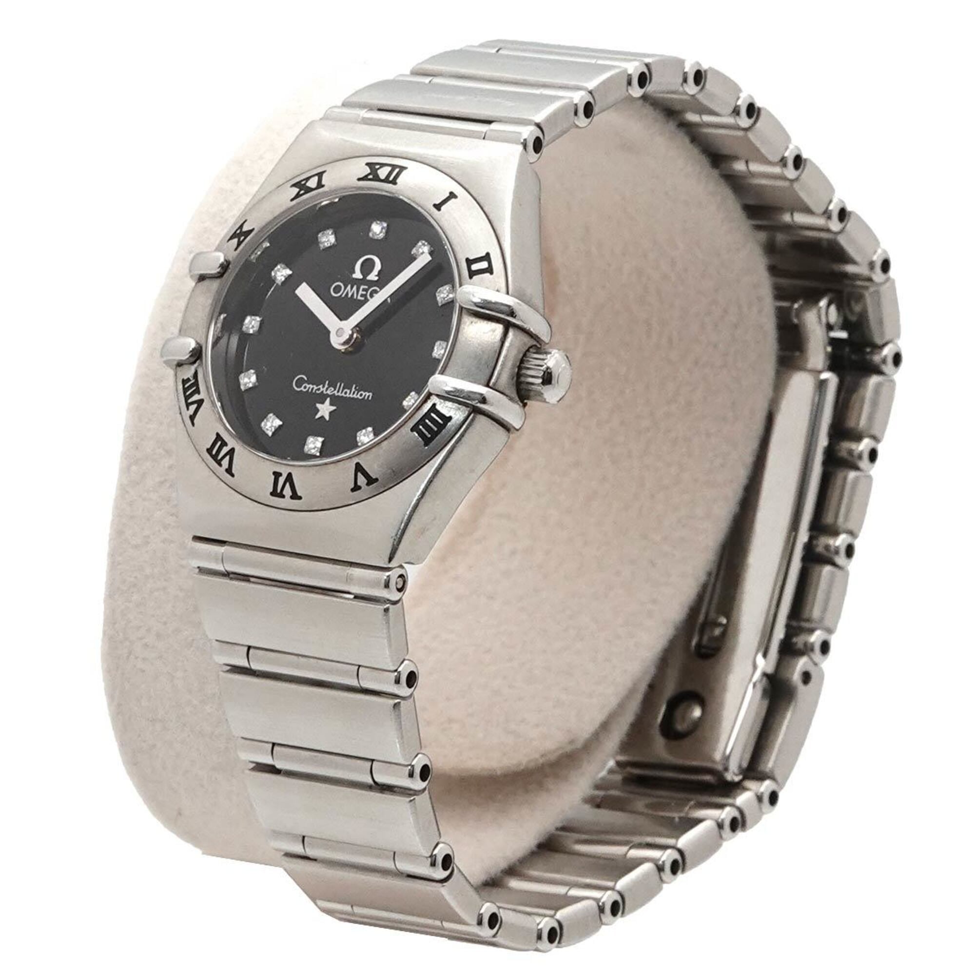 Omega Constellation Mini 1562 56 12P Diamond Ladies' Watch Black Quartz