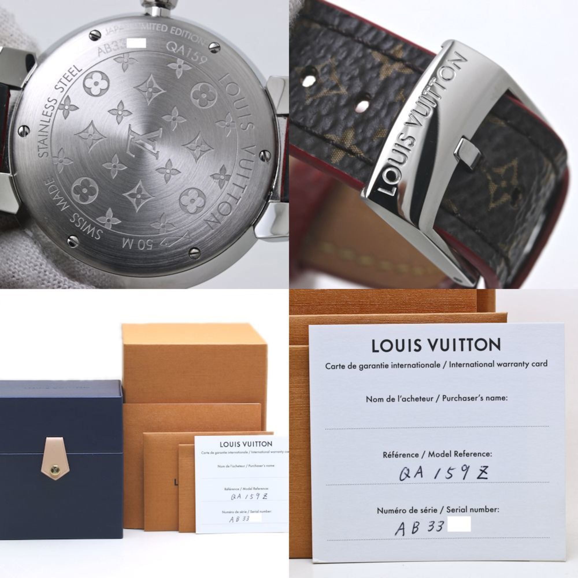 LOUIS VUITTON Tambour MM Damenuhr mit regenbogenfarbenen Steinen, Modell QA159Z, Artikelnummer 40091