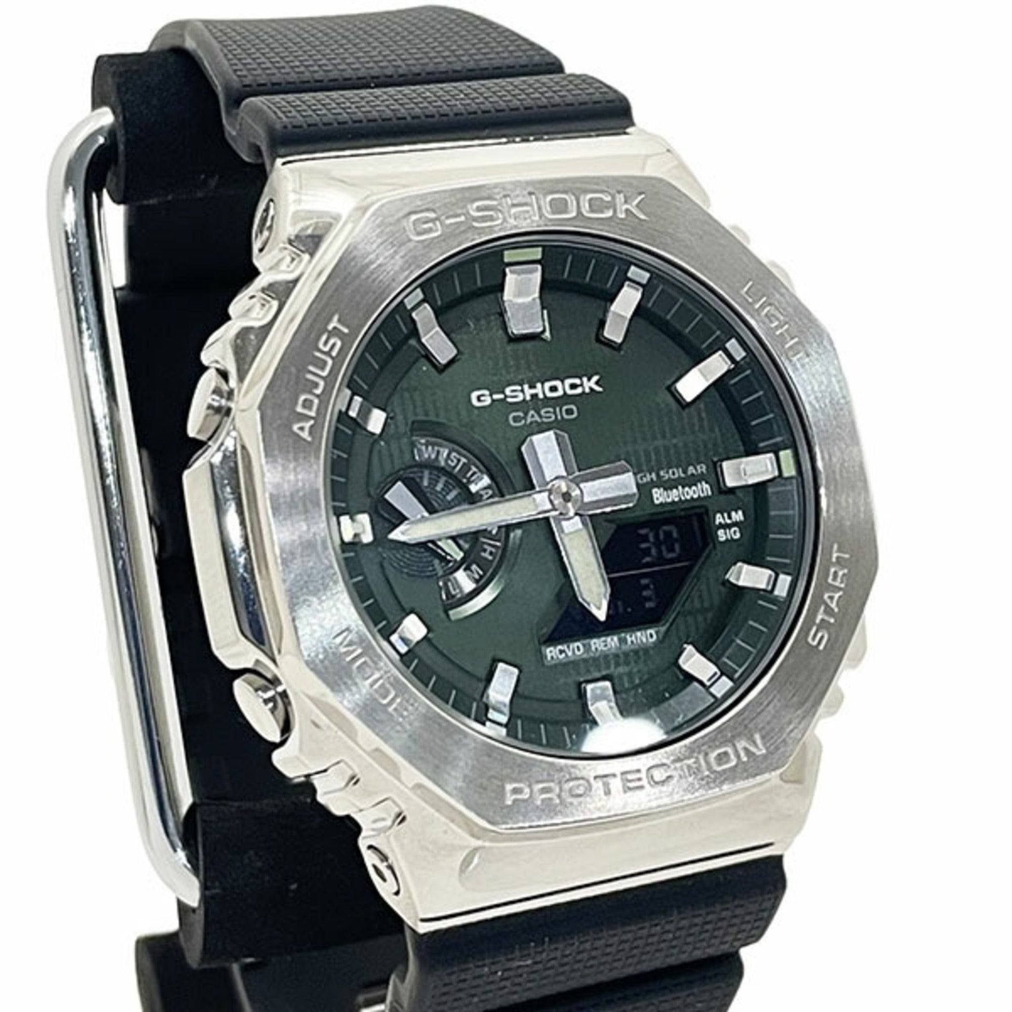 Casio G-Shock Watch, Metal Covered, GBM-2100A-1A3JF, Analog-Digital 2100 Series 5729, Resin Band, Green, CASIO G-SHOCK, Octagonal Shape, Tough Solar, Mobile Link, Analog-Digital, Men's XW-16856