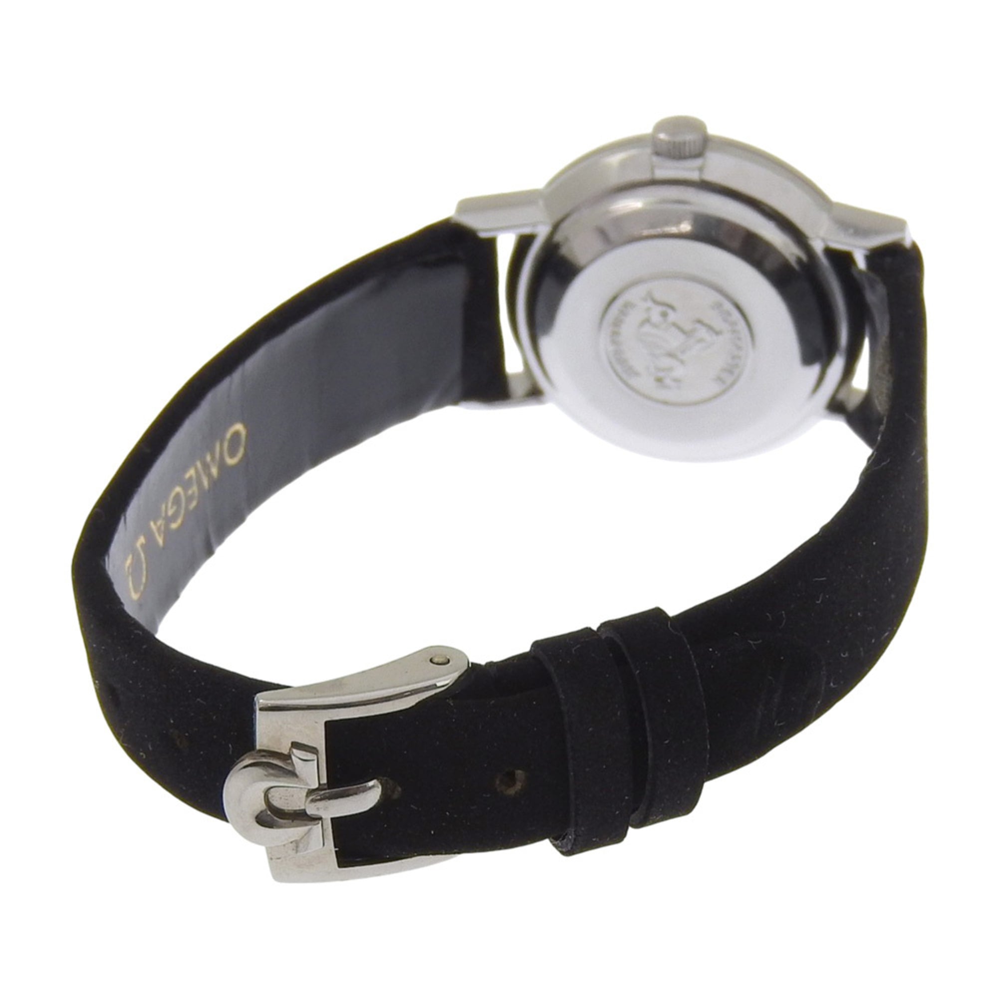 Omega De Ville 565.005 dameshorloge - roestvrij staal met leren band, zilver, automatisch uurwerk, analoog, zilveren wijzerplaat