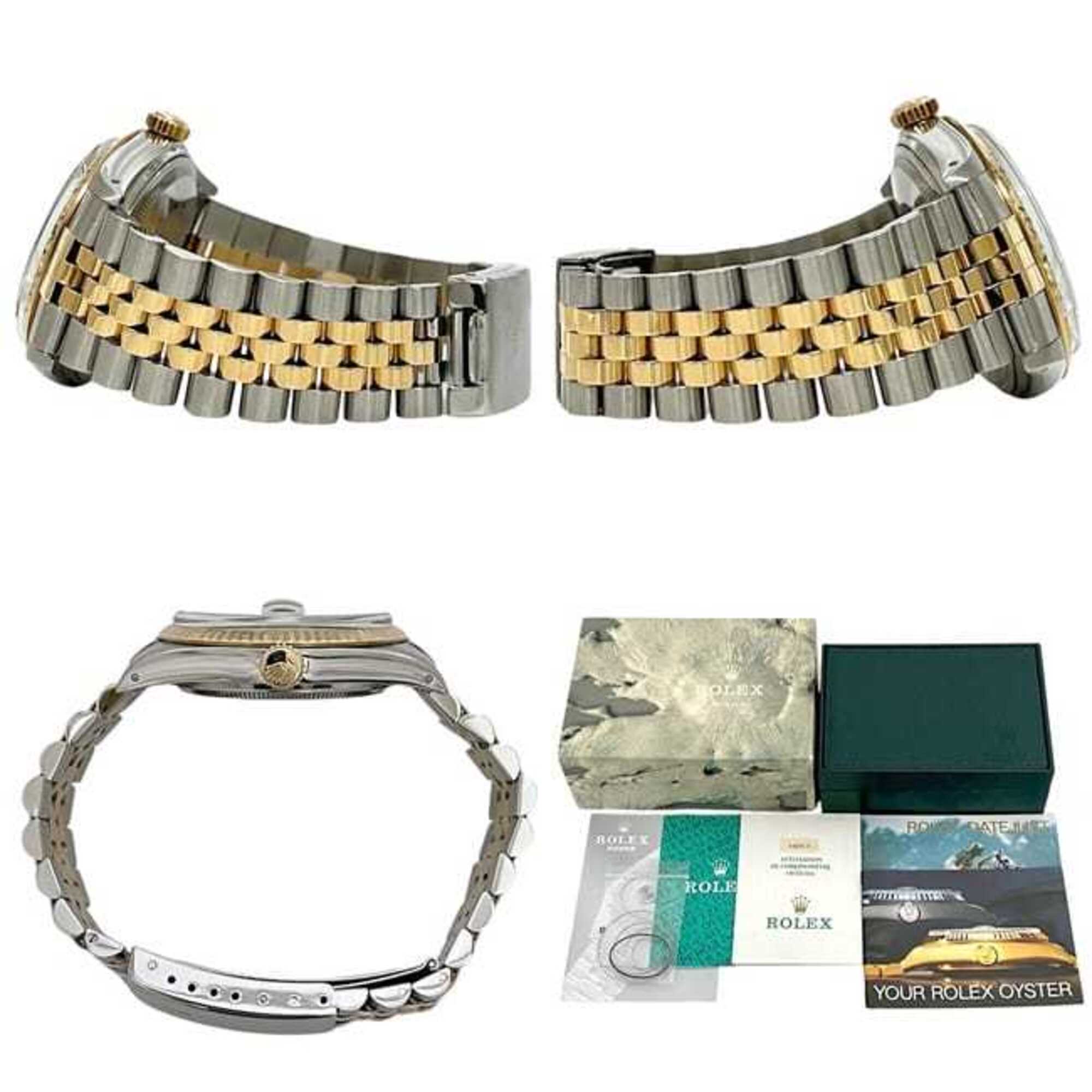 Rolex Datejust Gold Silver Watch 16013G Men's 10P Diamond 750 Stainless Steel Combination Automatic R313*** ROLEX
