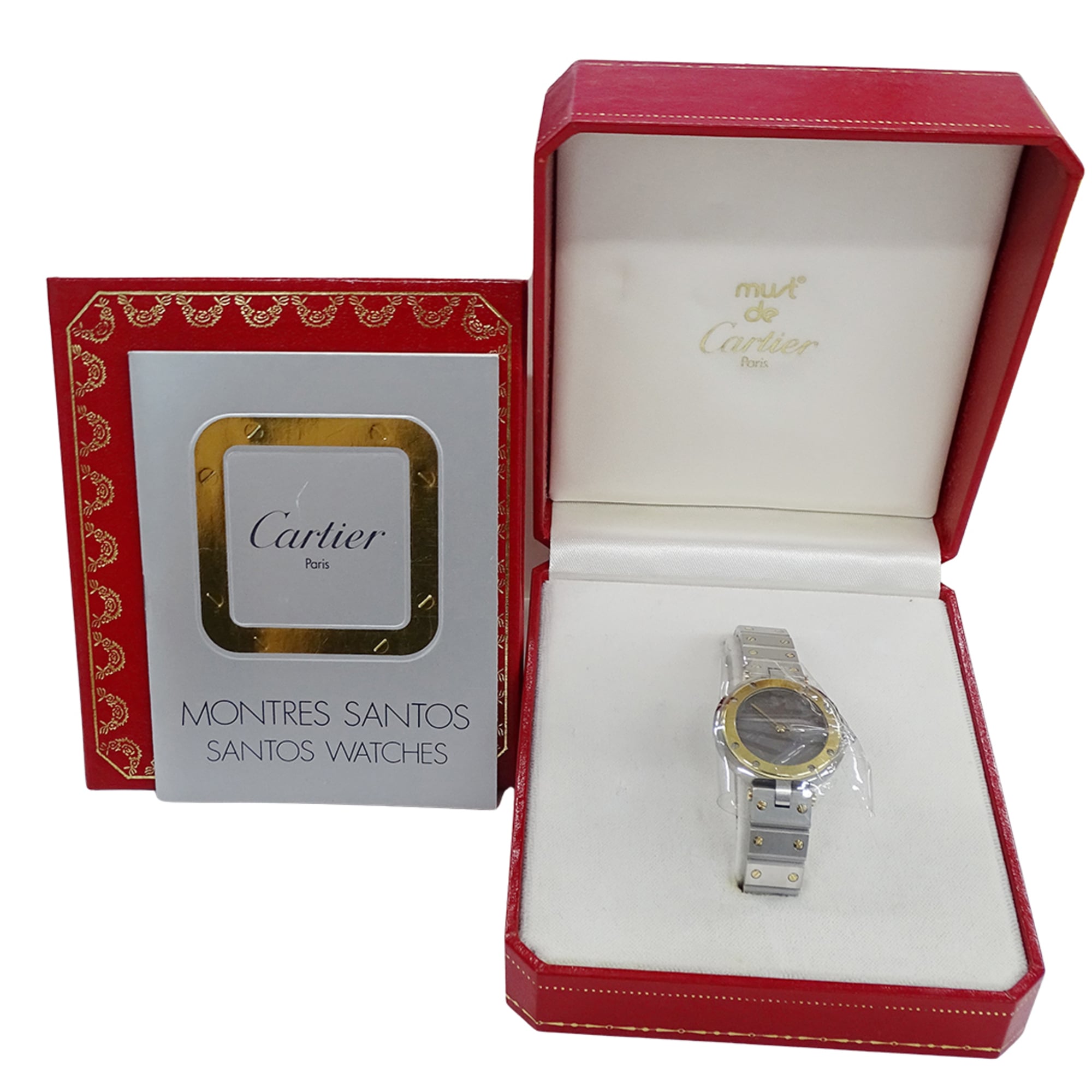 Cartier wo Santos Vendôme SM quartz movement stainless steel (SS) gold (YG) model number 84041488.