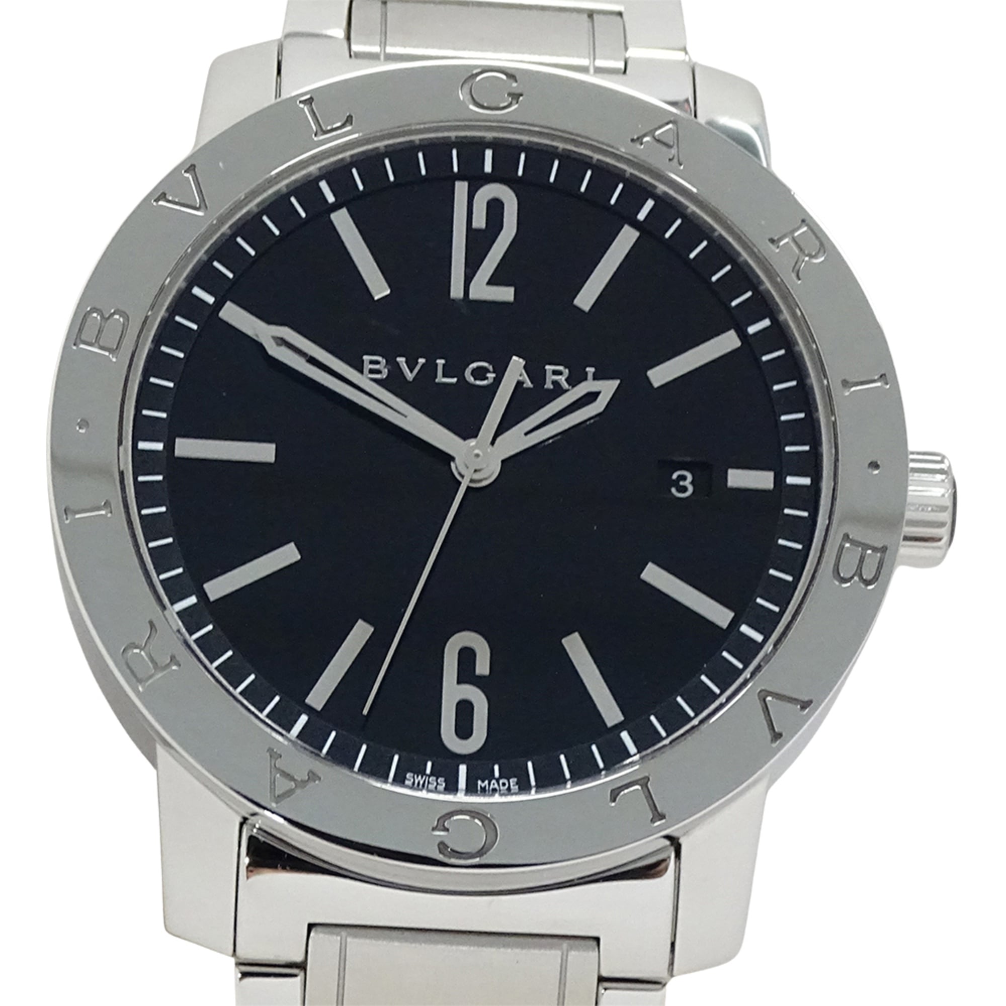 Bulgari BVLGARI Men's Watch, Brand: Date Automatic AT Stainless Steel SS BB41S Silver Black Open Caseback